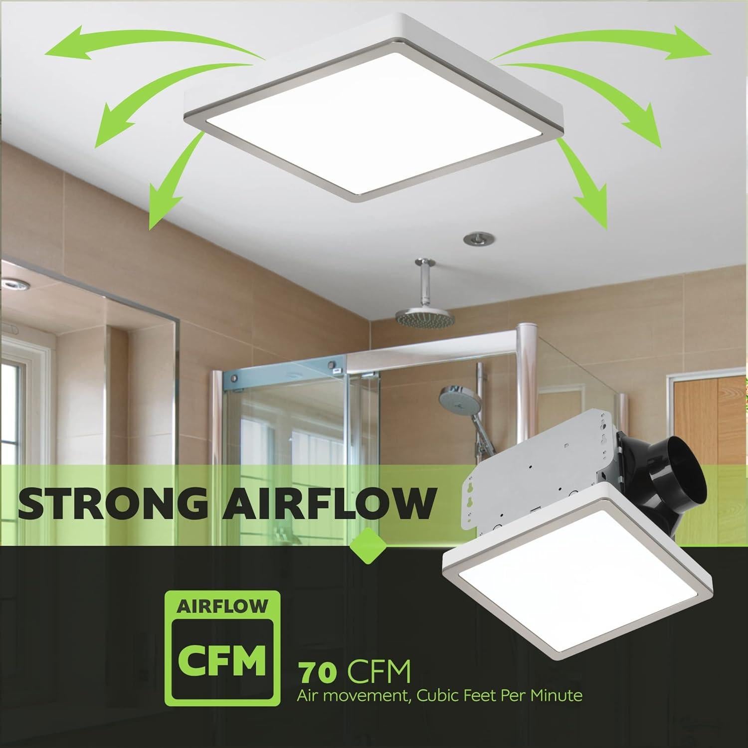 Ventilador de Baño Homewerks 7105-10 con Luz LED 70 CFM