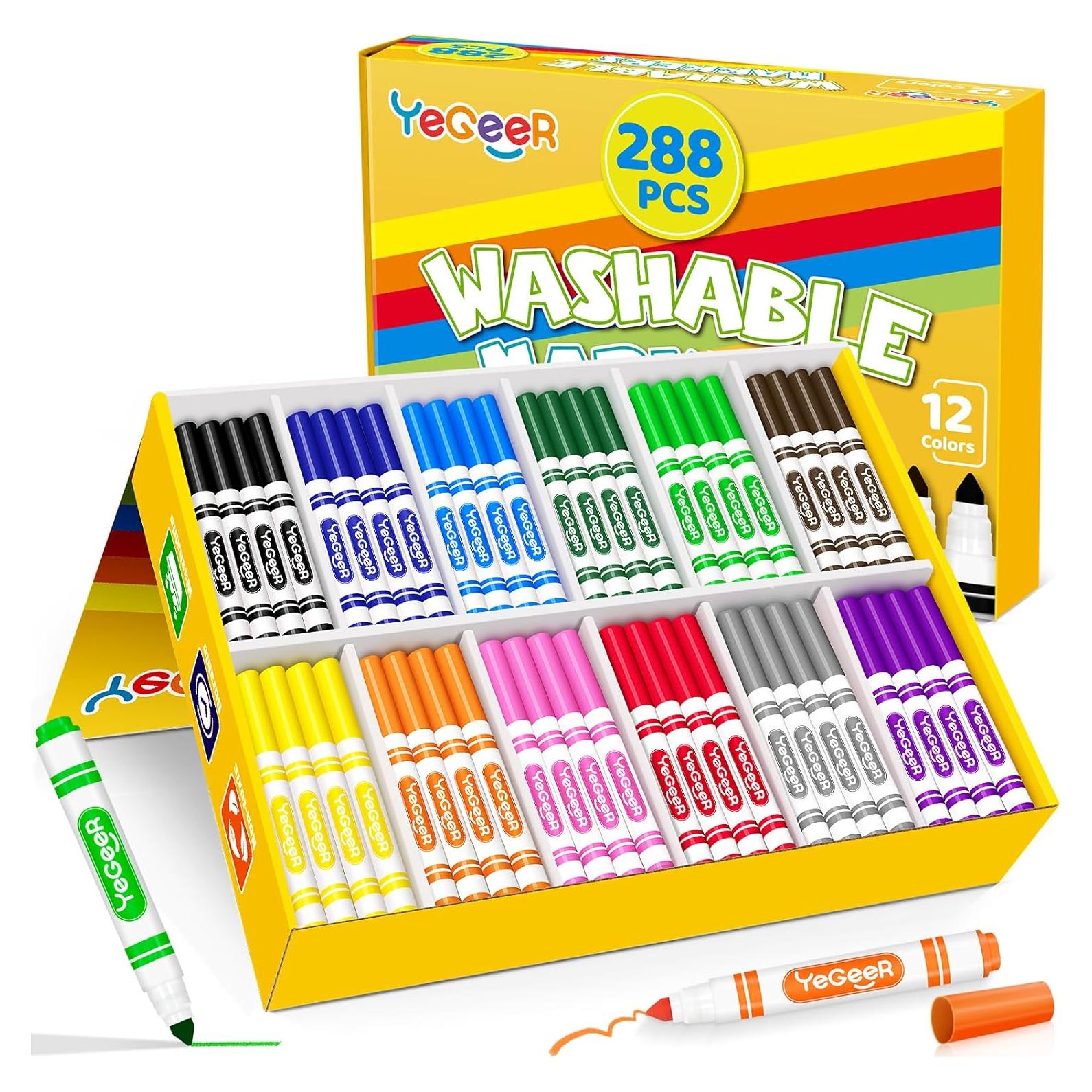 Marcadores Lavables YEGEER 288 Piezas 12 Colores Multicolor