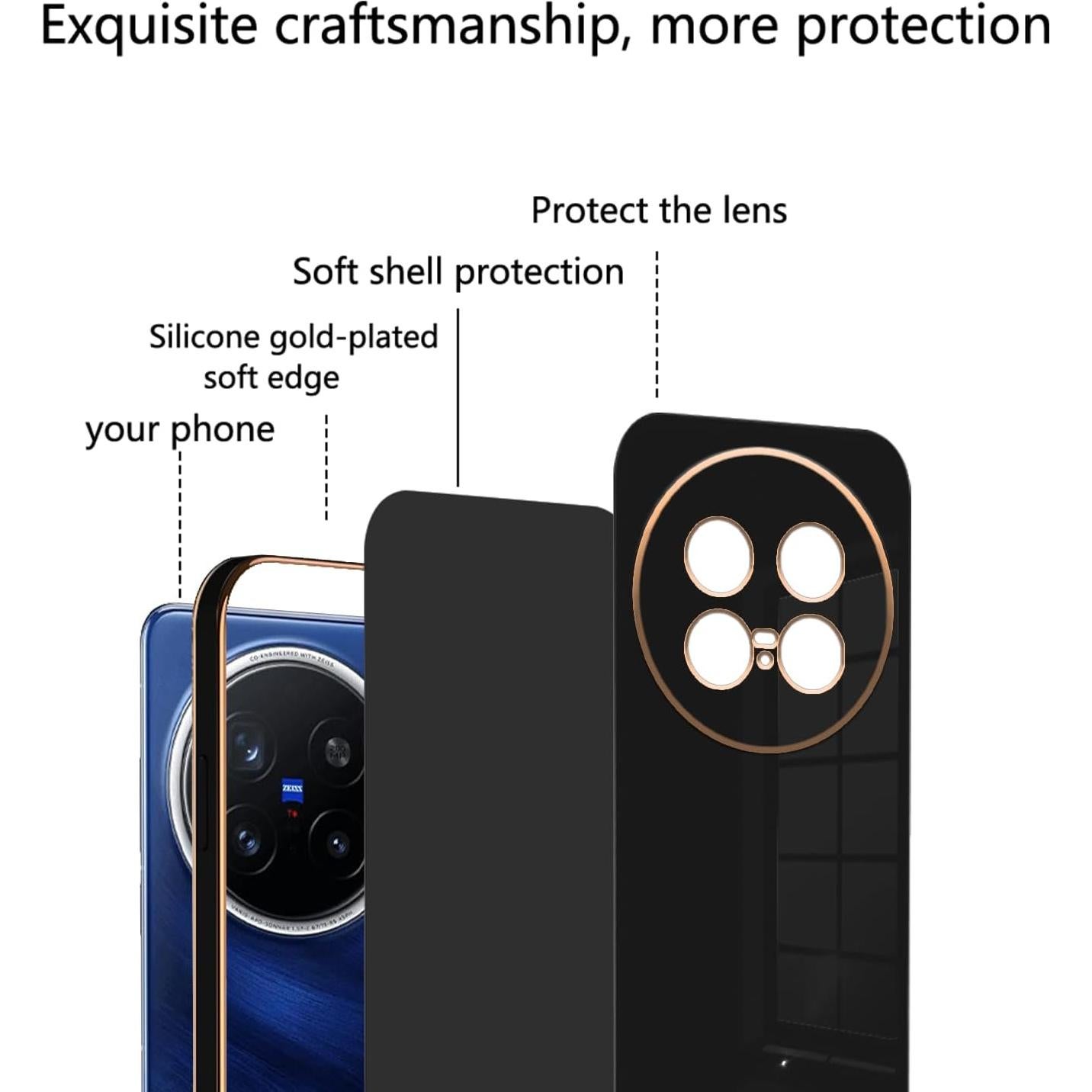 Funda de Silicona TPU para Vivo X200 Pro - Protección Total Negra