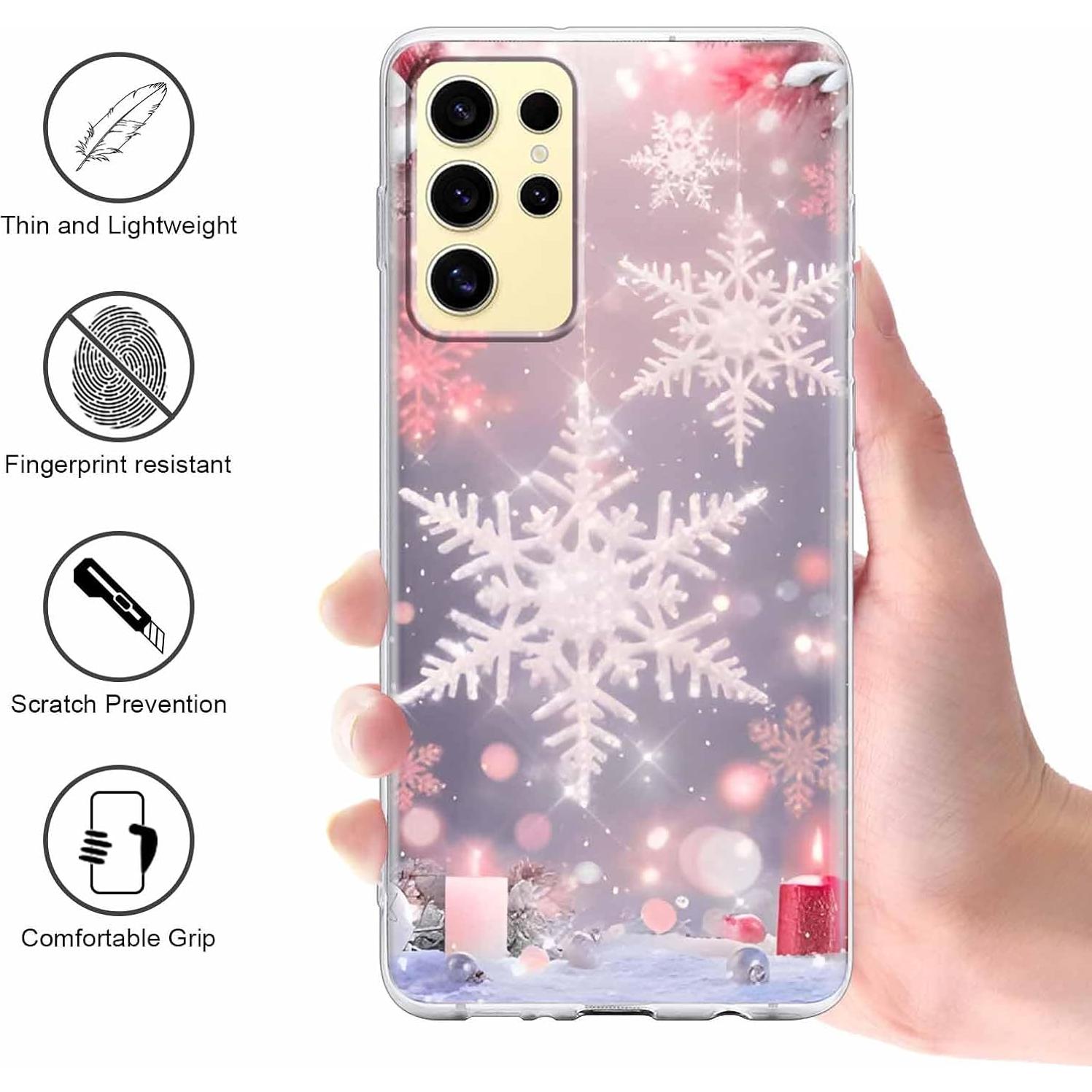 Funda Navideña Rosa Azul para Samsung Galaxy S24 Ultra 5G