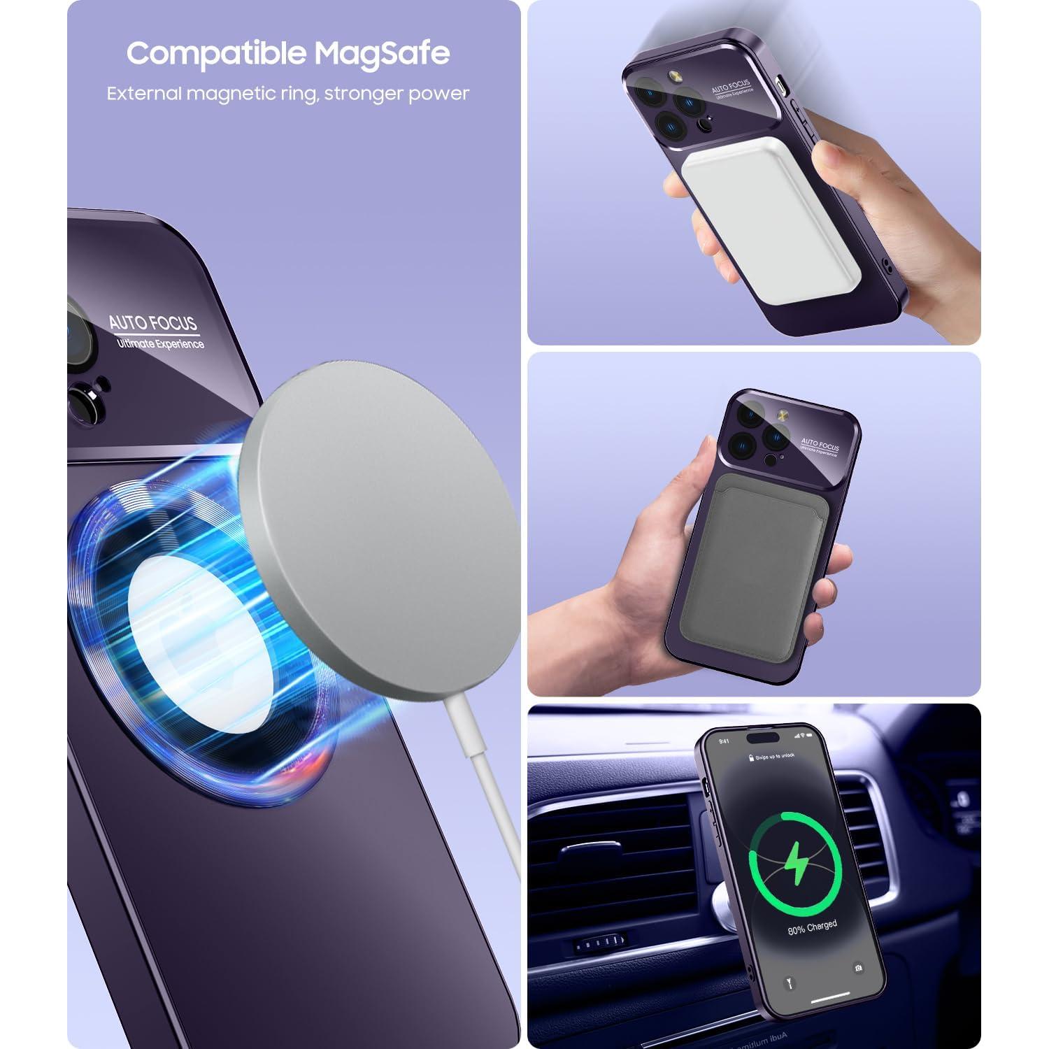 Funda Magnética MAKAVO para iPhone 13 Pro, Morado, a Prueba de Caídas