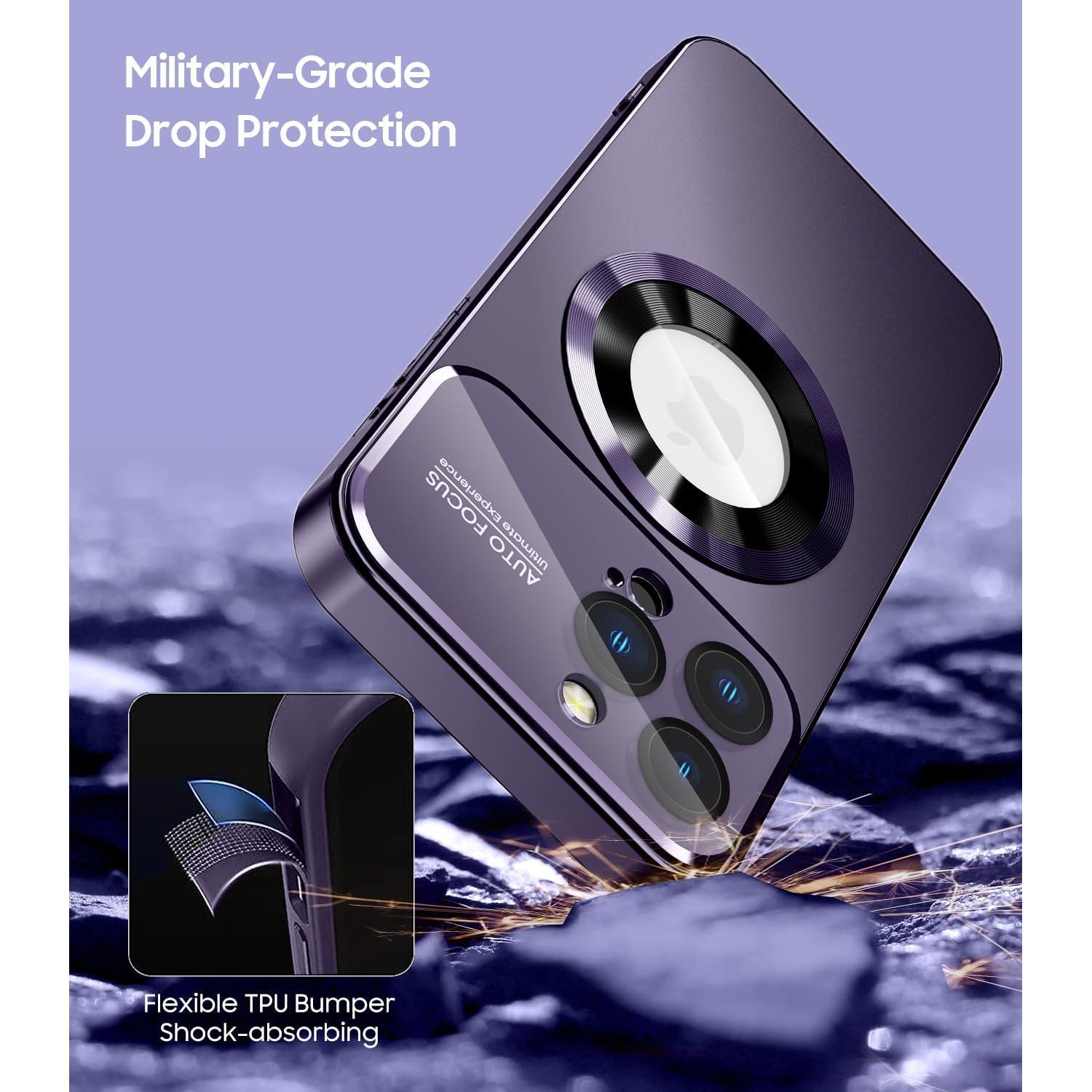 Funda Magnética MAKAVO para iPhone 13 Pro, Morado, a Prueba de Caídas