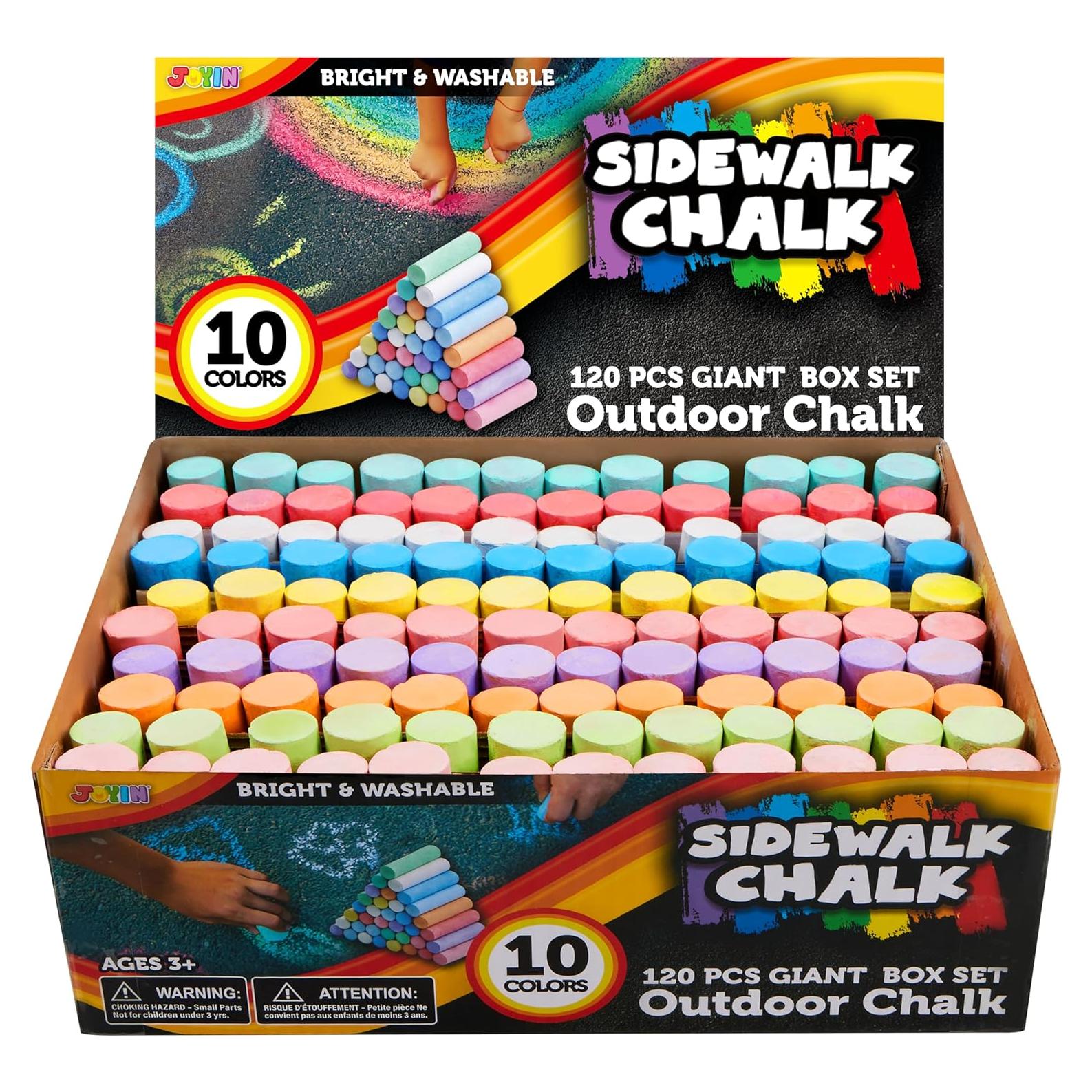 Tizas de Acera Jumbo JOYIN 120 Piezas Lavables para Niños