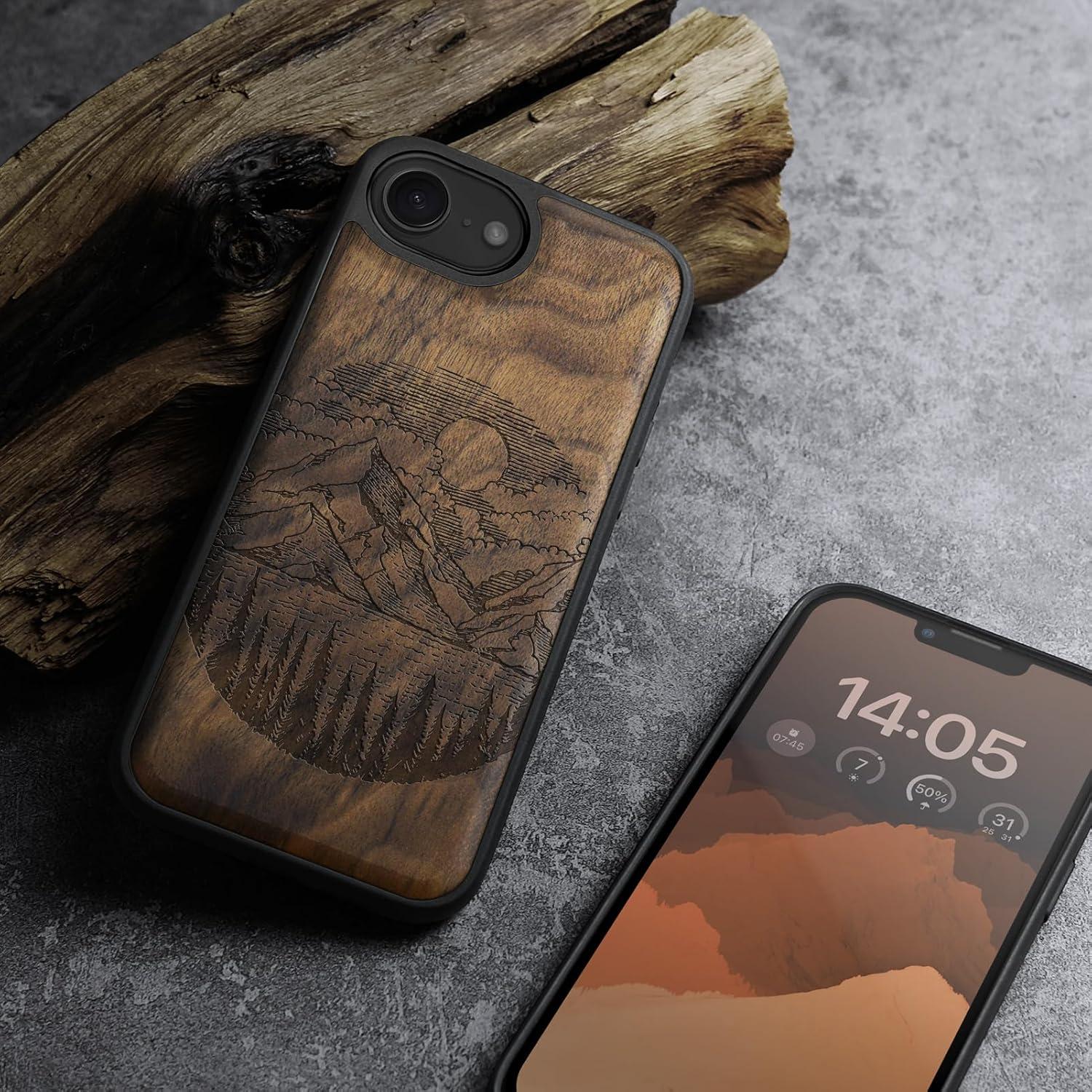 Funda de Madera Magnética Carveit para iPhone 16e - Nogal