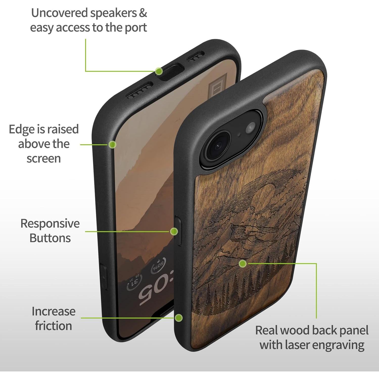 Funda de Madera Magnética Carveit para iPhone 16e - Nogal
