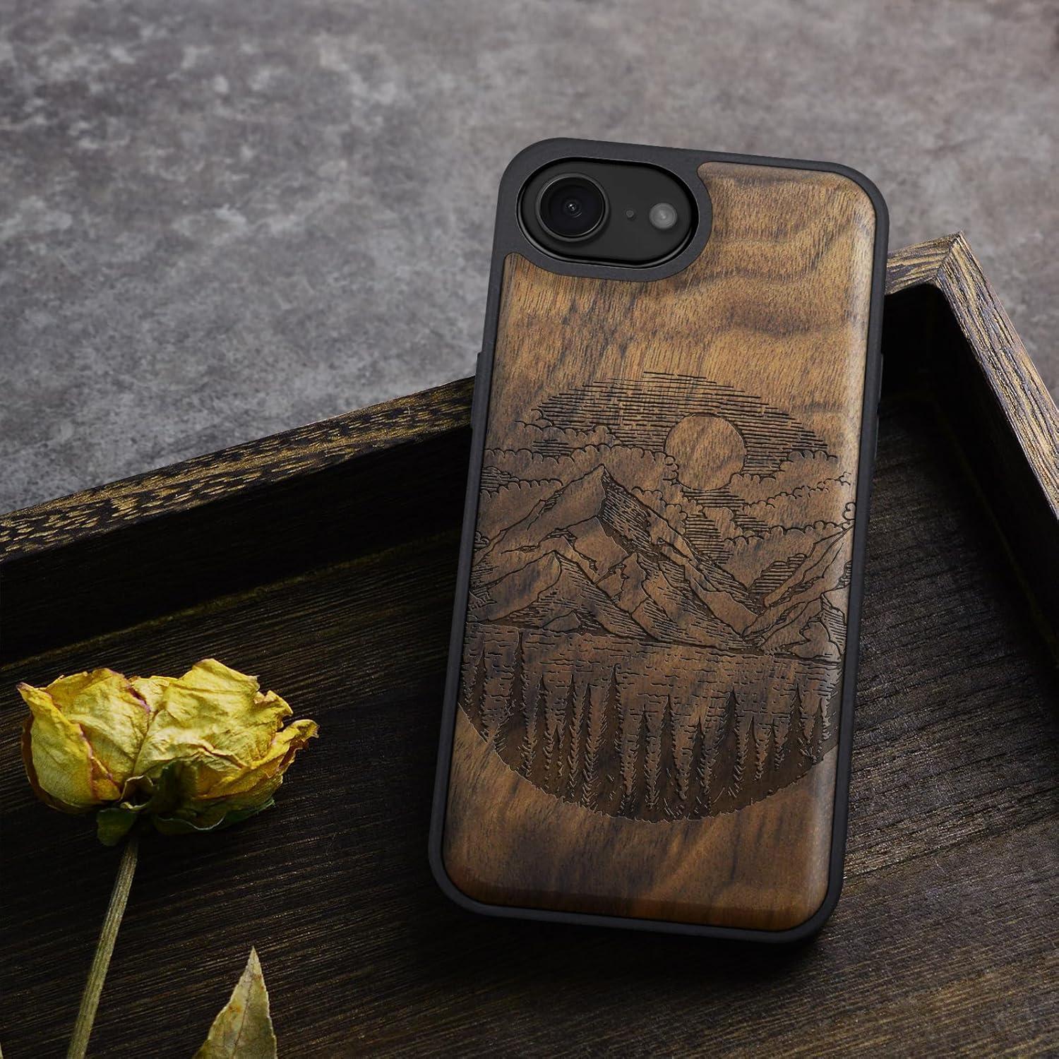 Funda de Madera Magnética Carveit para iPhone 16e - Nogal