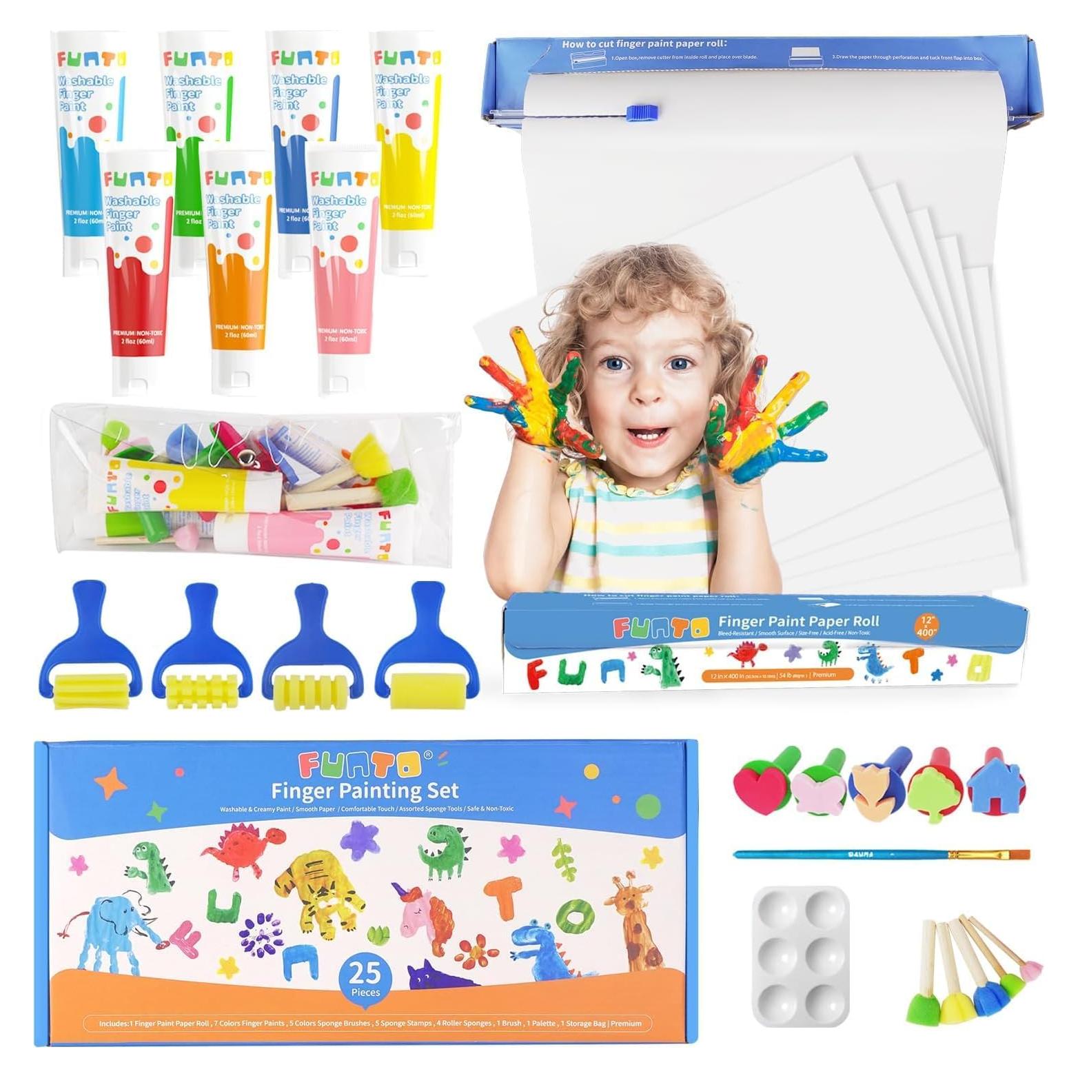 Juego de Pintura de Dedos Funto Kids 25 Piezas No Tóxicas
