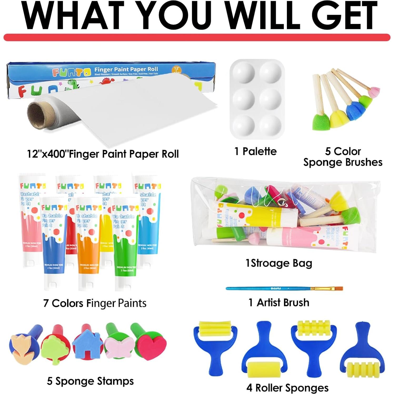 Juego de Pintura de Dedos Funto Kids 25 Piezas No Tóxicas