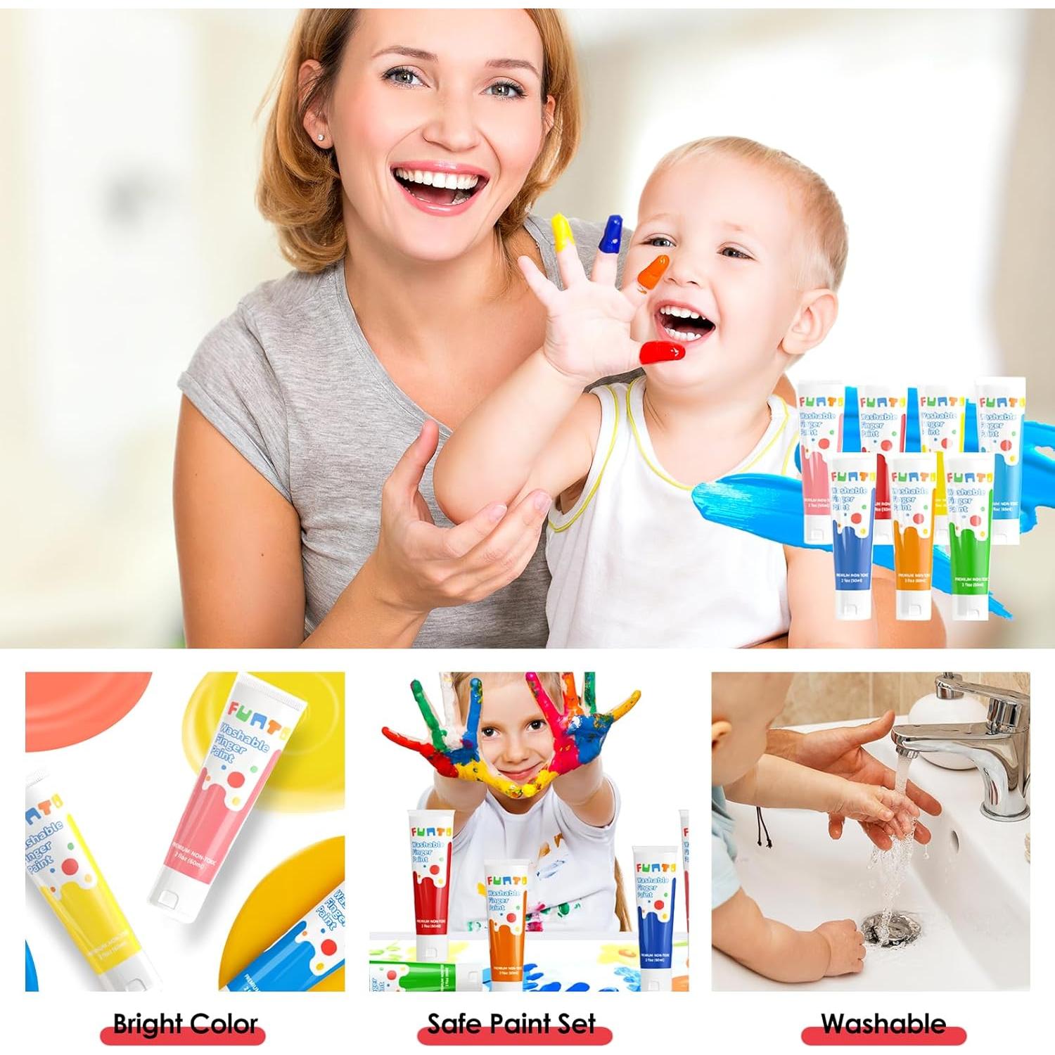 Juego de Pintura de Dedos Funto Kids 25 Piezas No Tóxicas