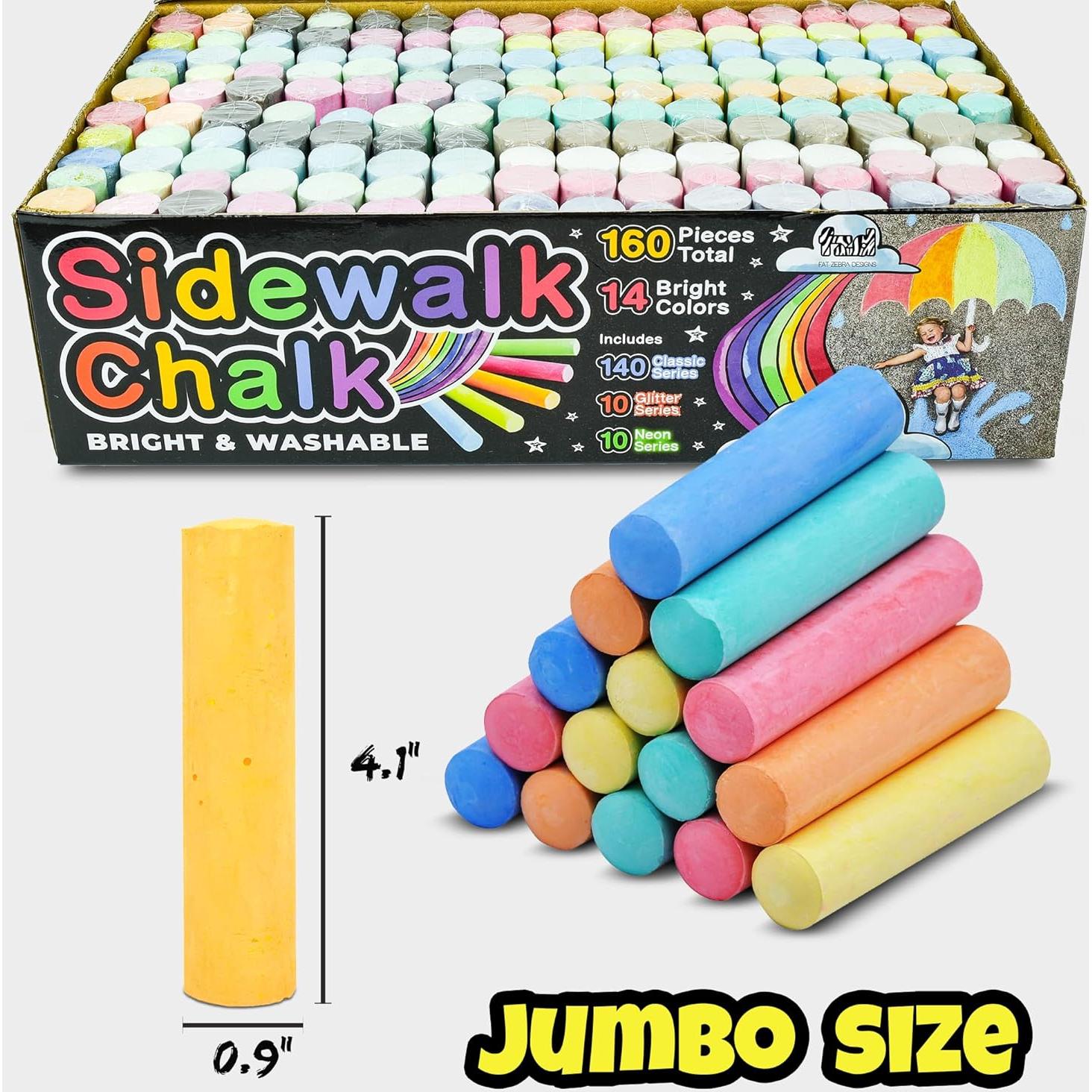 Set de 160 Tizas de Acera Fat Zebra - 14 Colores Vibrantes