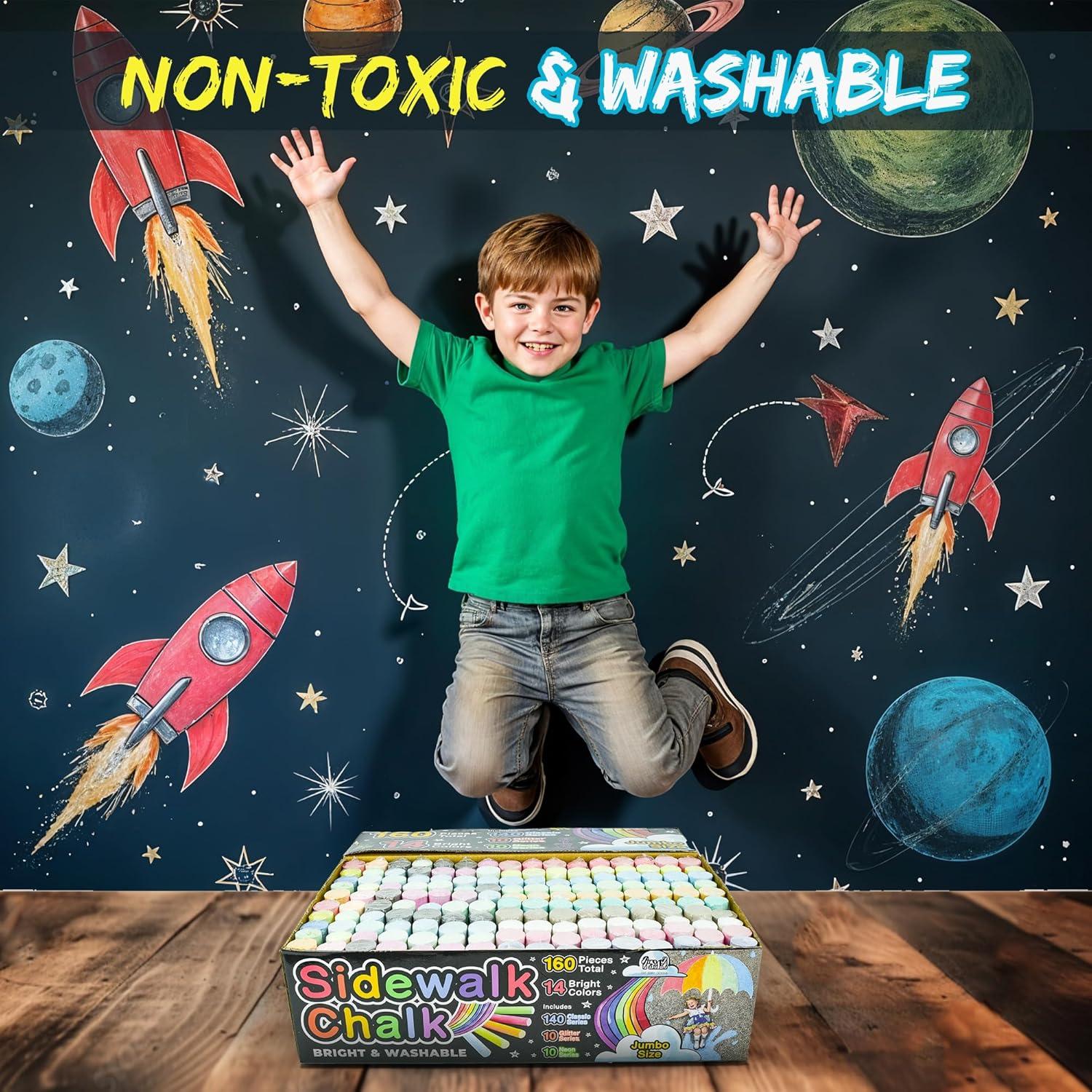 Set de 160 Tizas de Acera Fat Zebra - 14 Colores Vibrantes