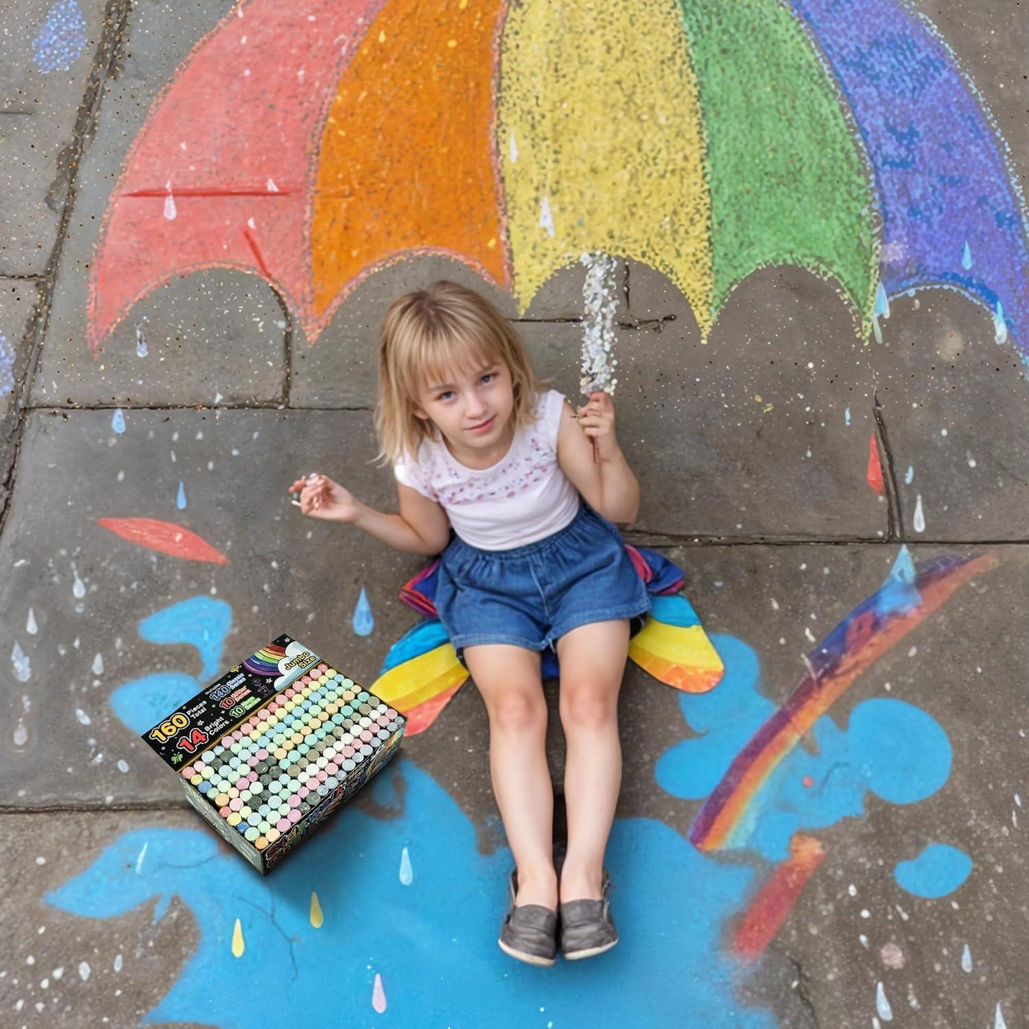 Set de 160 Tizas de Acera Fat Zebra - 14 Colores Vibrantes