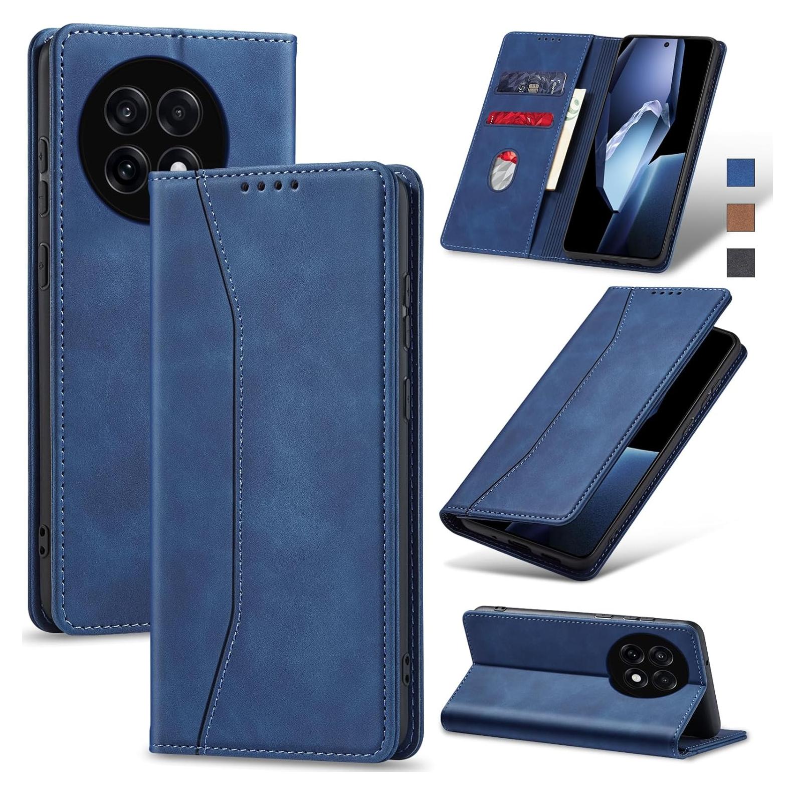 Funda folio magnética Jasonyu para OnePlus 13R, Azul