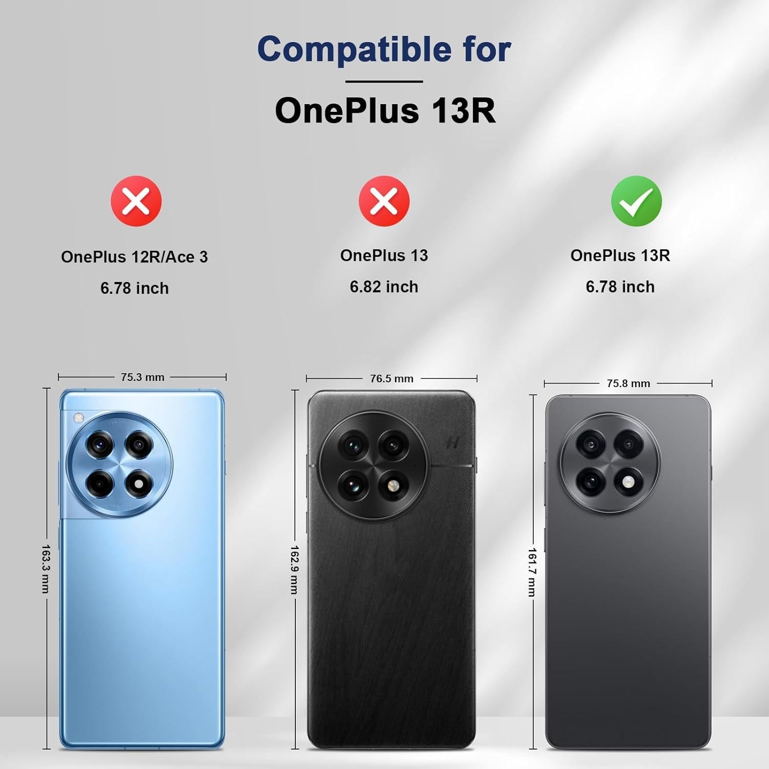 Funda folio magnética Jasonyu para OnePlus 13R, Azul