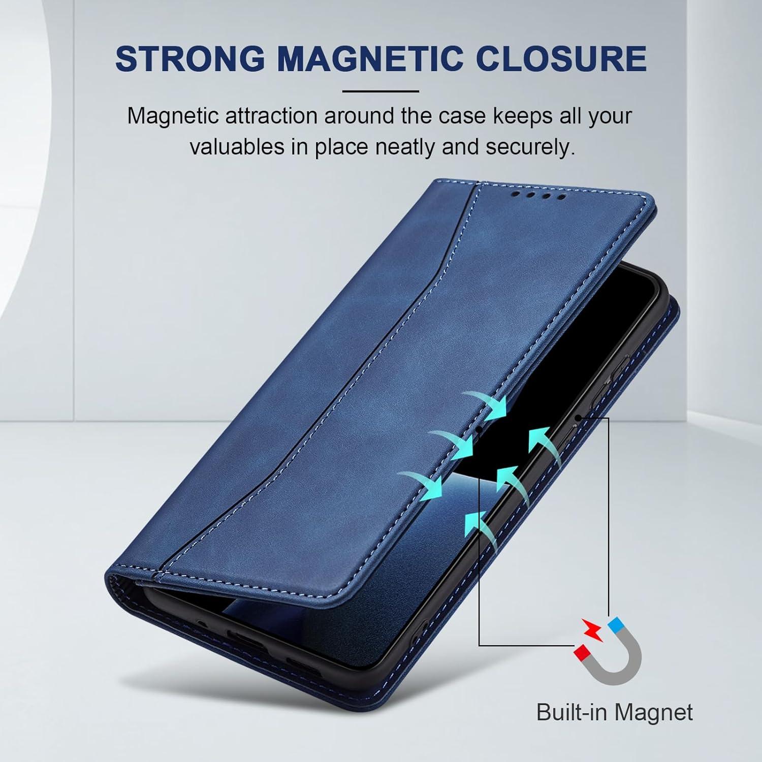 Funda folio magnética Jasonyu para OnePlus 13R, Azul