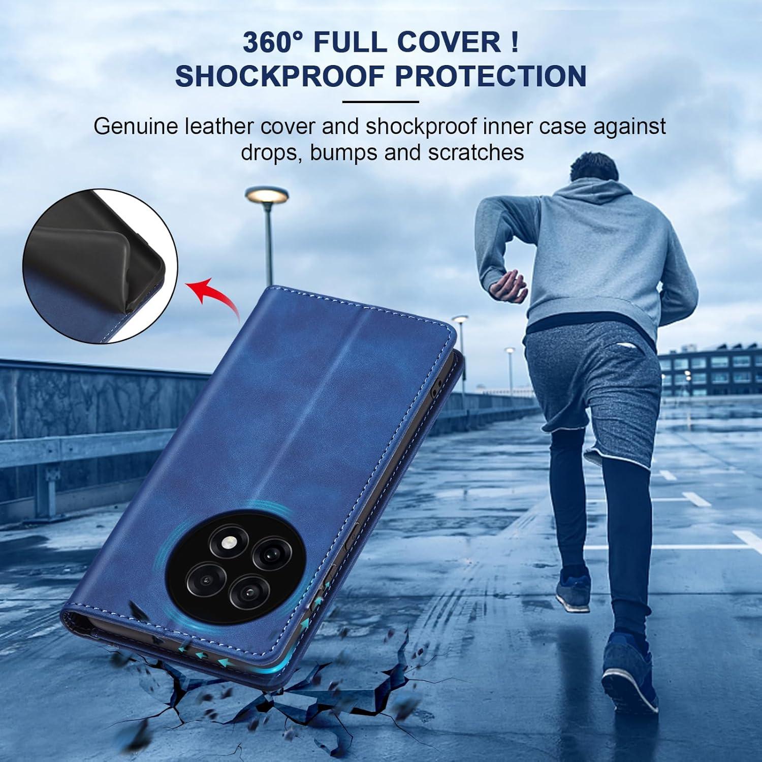 Funda folio magnética Jasonyu para OnePlus 13R, Azul