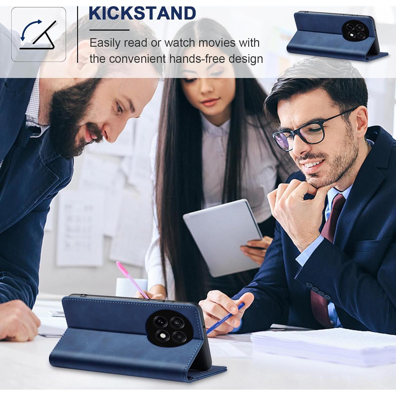 Funda folio magnética Jasonyu para OnePlus 13R, Azul