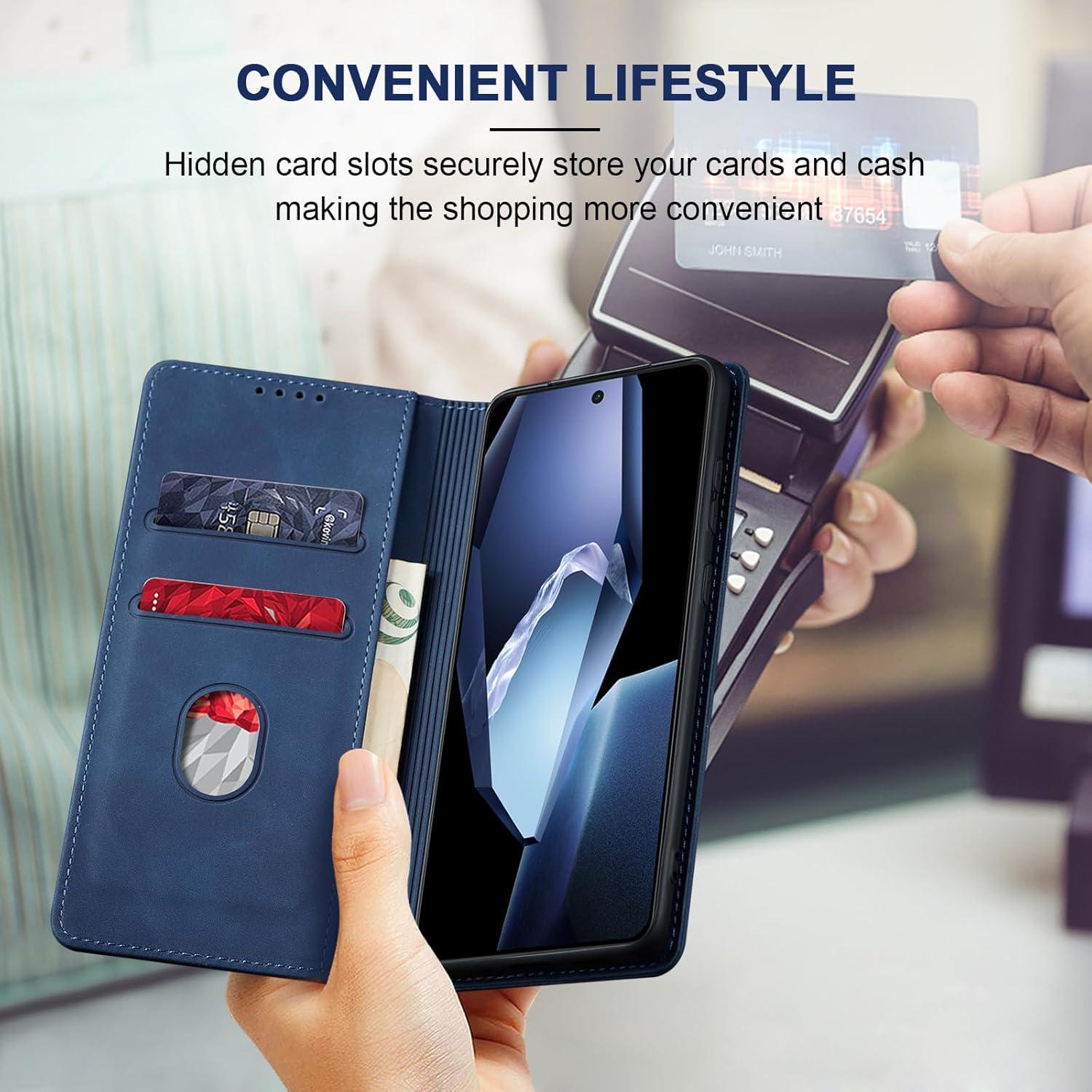 Funda folio magnética Jasonyu para OnePlus 13R, Azul