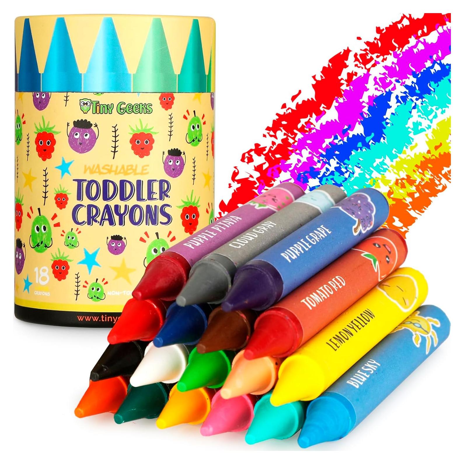 Crayones Jumbo TinyGeeks 18 Colores No Tóxicos Lavables
