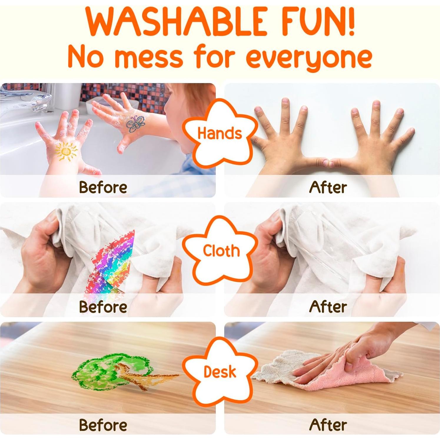 Crayones Jumbo TinyGeeks 18 Colores No Tóxicos Lavables