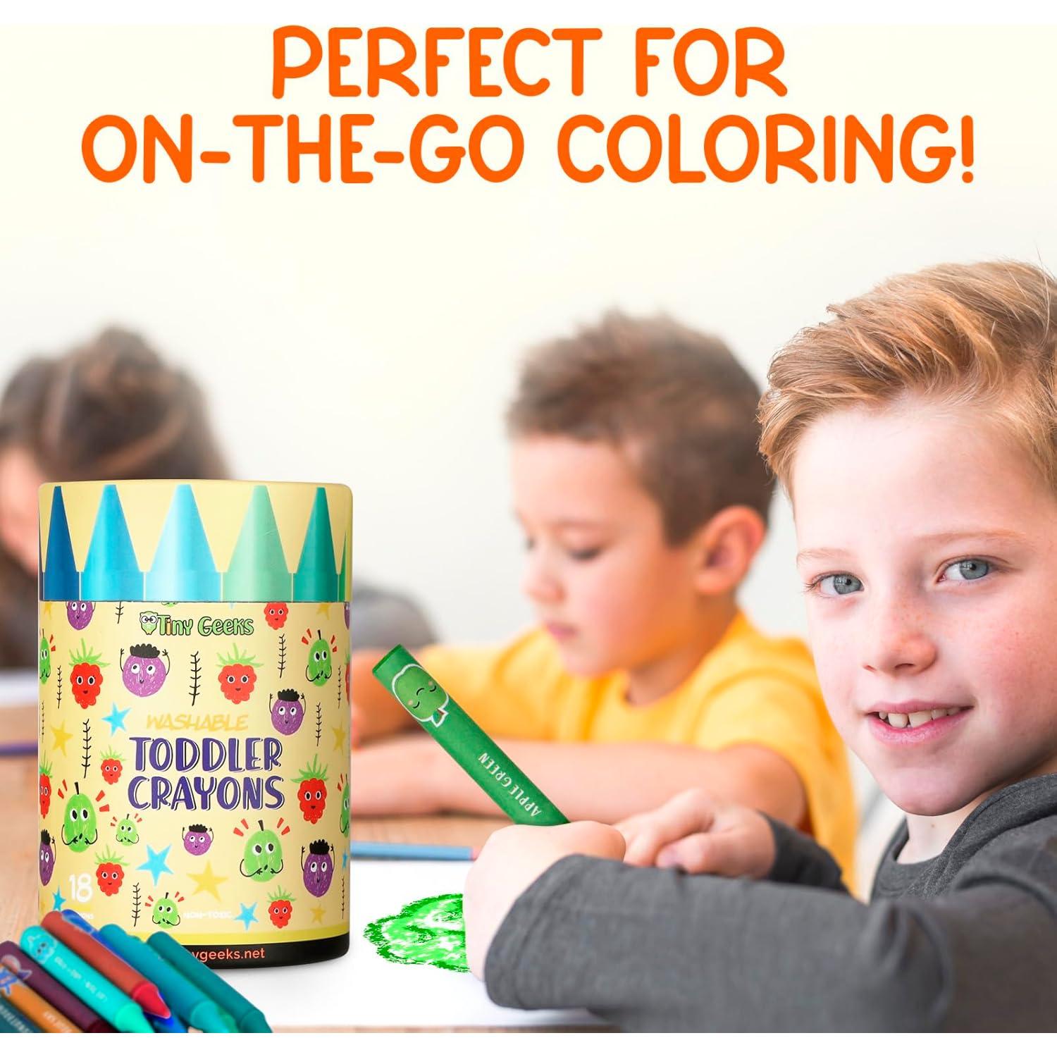 Crayones Jumbo TinyGeeks 18 Colores No Tóxicos Lavables