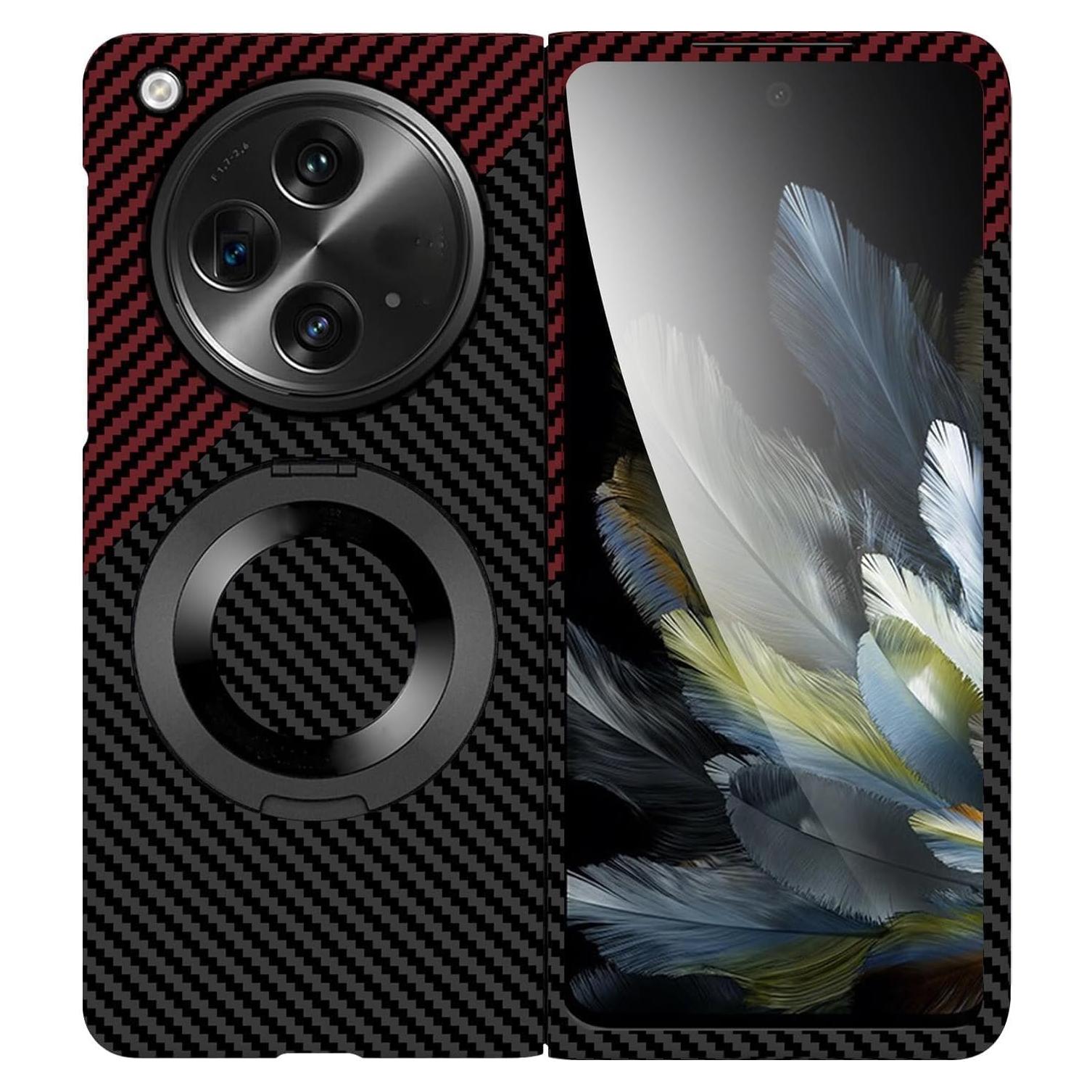 Funda de fibra de carbono para OnePlus Open - Negro y Rojo