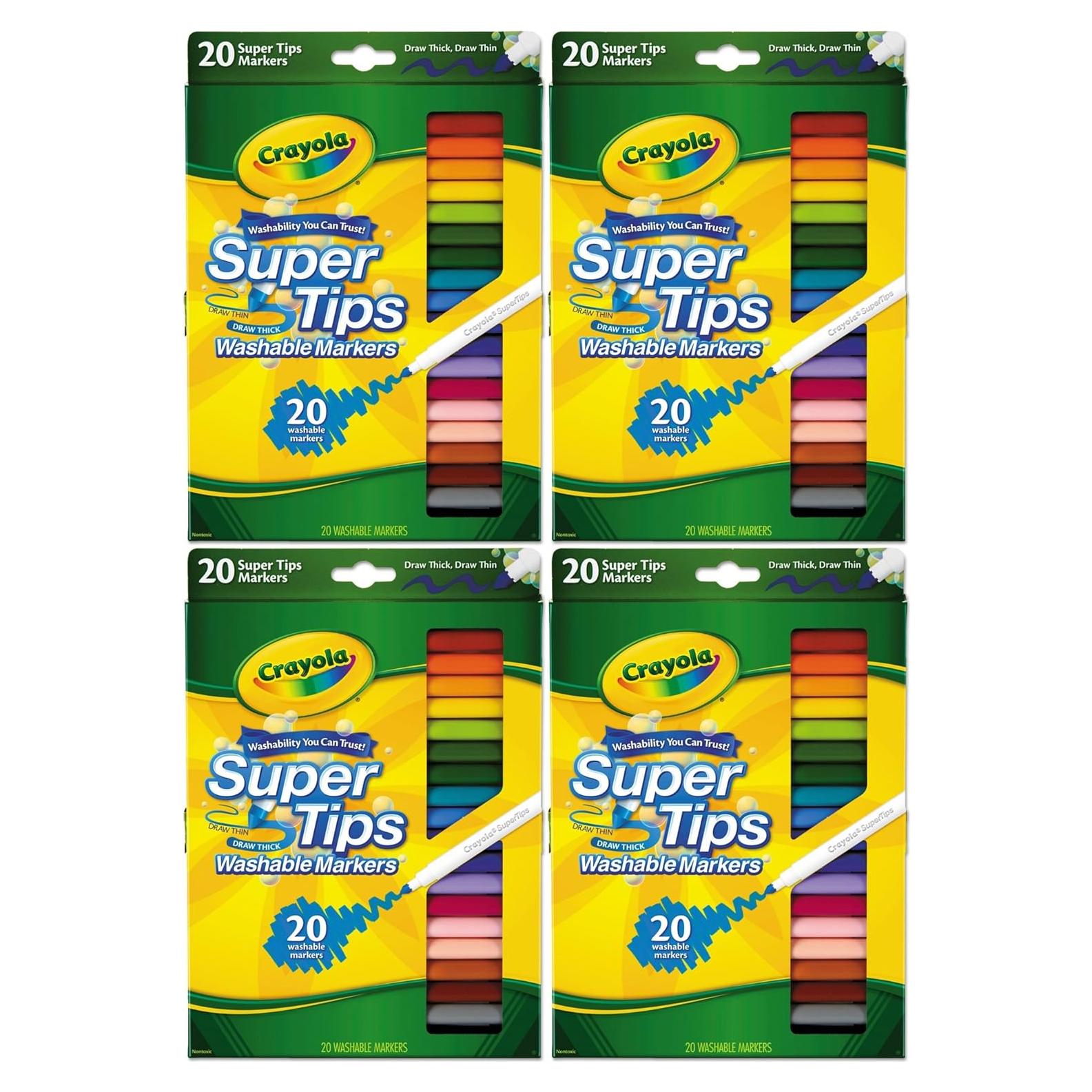 Marcadores Crayola Super Tips 20 Colores Paquete de 4