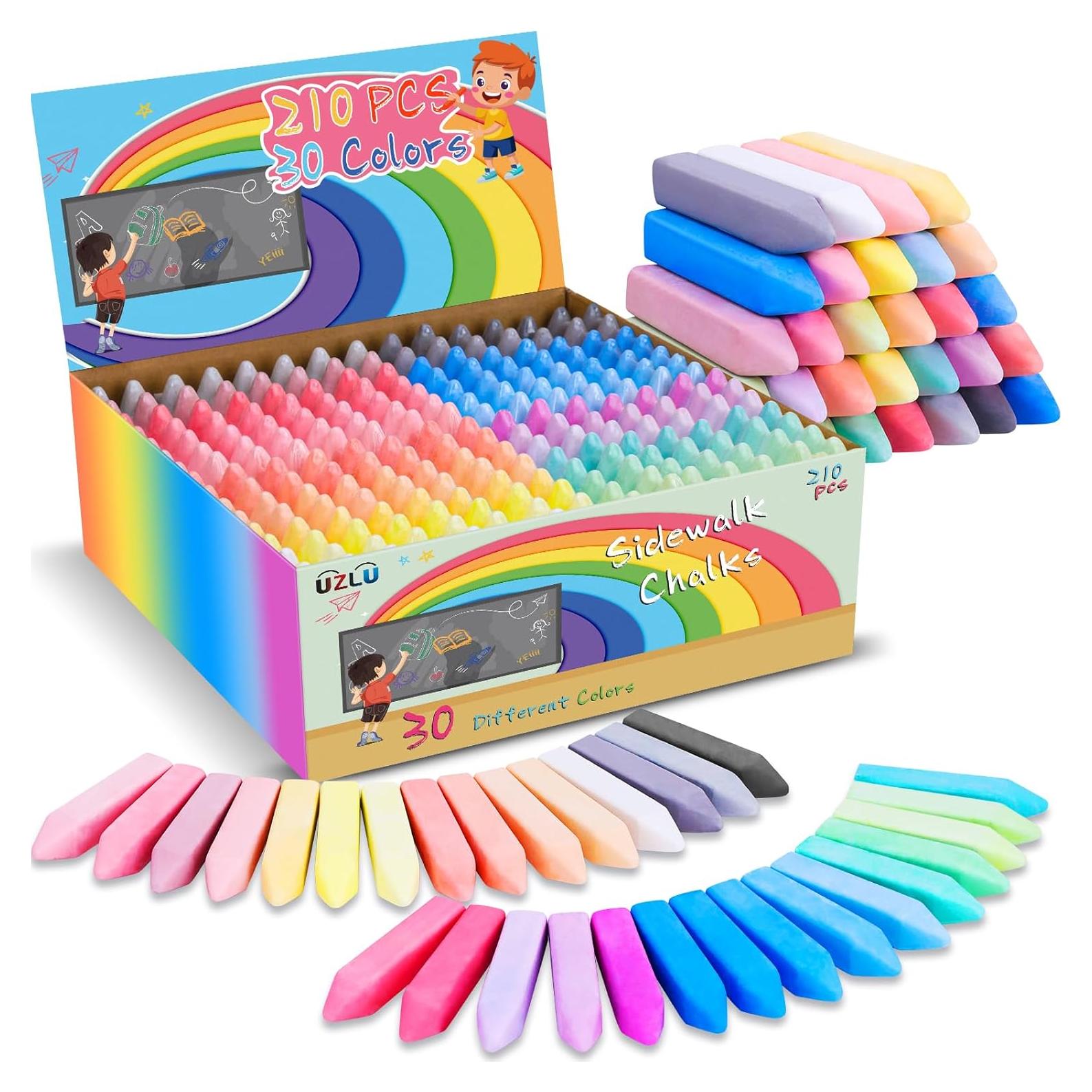 210 Tizas de Acera UZLU Jumbo Multicolor Lavables
