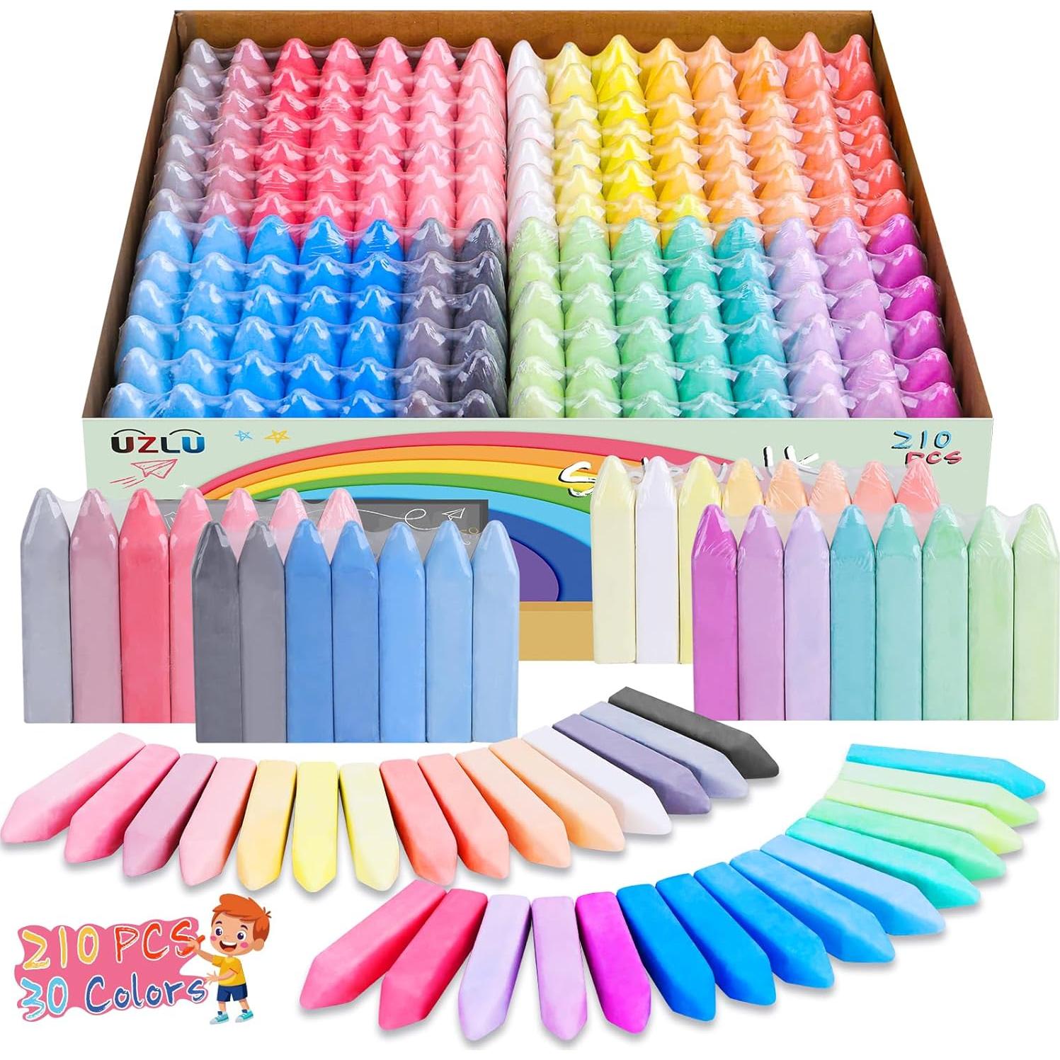 210 Tizas de Acera UZLU Jumbo Multicolor Lavables