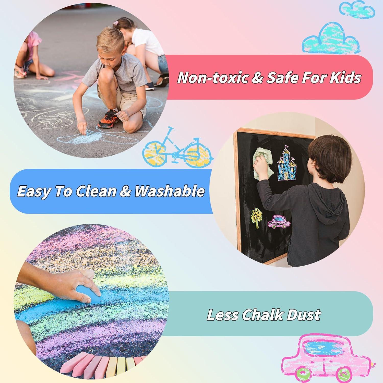 210 Tizas de Acera UZLU Jumbo Multicolor Lavables