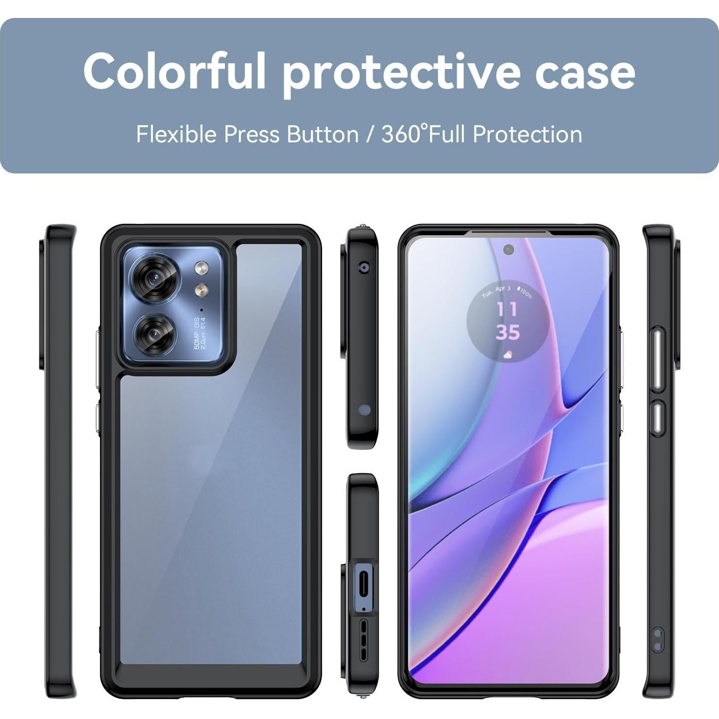 Funda de Cristal para Motorola Edge 2023 - TPU Delgado y PC Duro