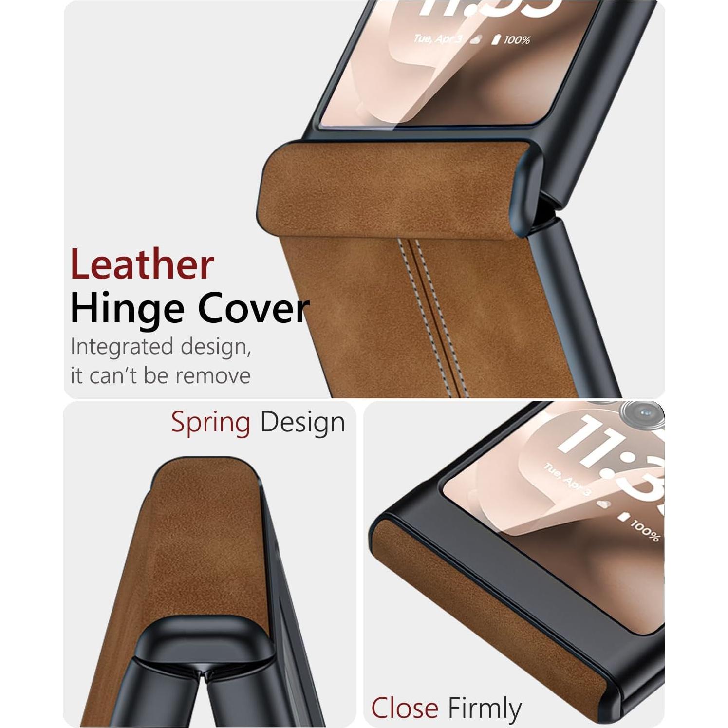 Funda de cuero PU para Motorola Razr 2025/2024 marrón con bisagra