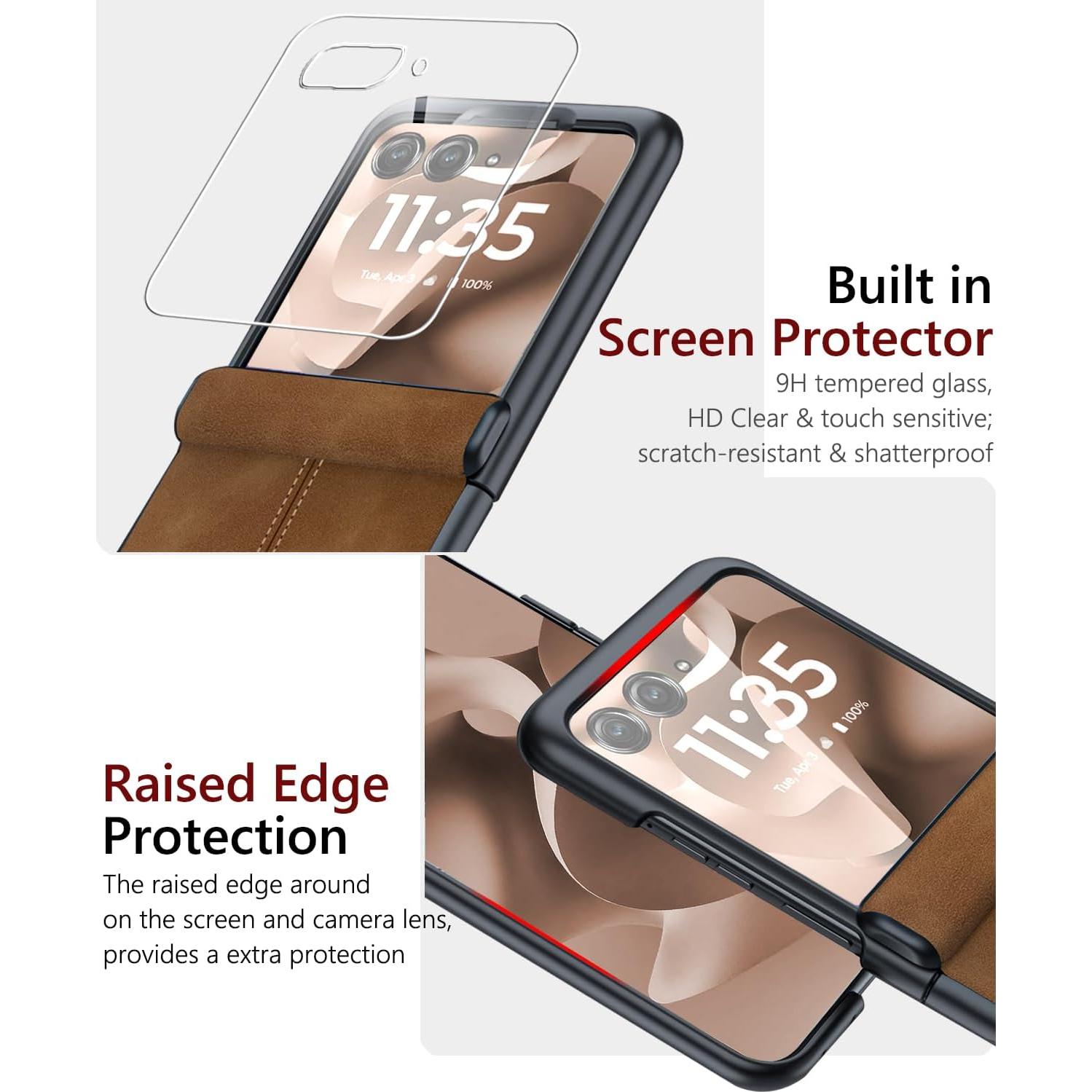 Funda de cuero PU para Motorola Razr 2025/2024 marrón con bisagra