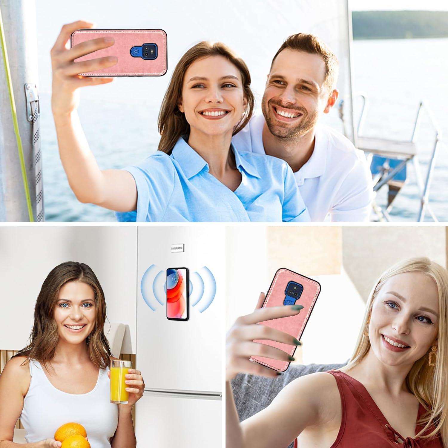 Funda Asuwish Oro Rosa para Moto G Play 2021 con Cartera y Soporte