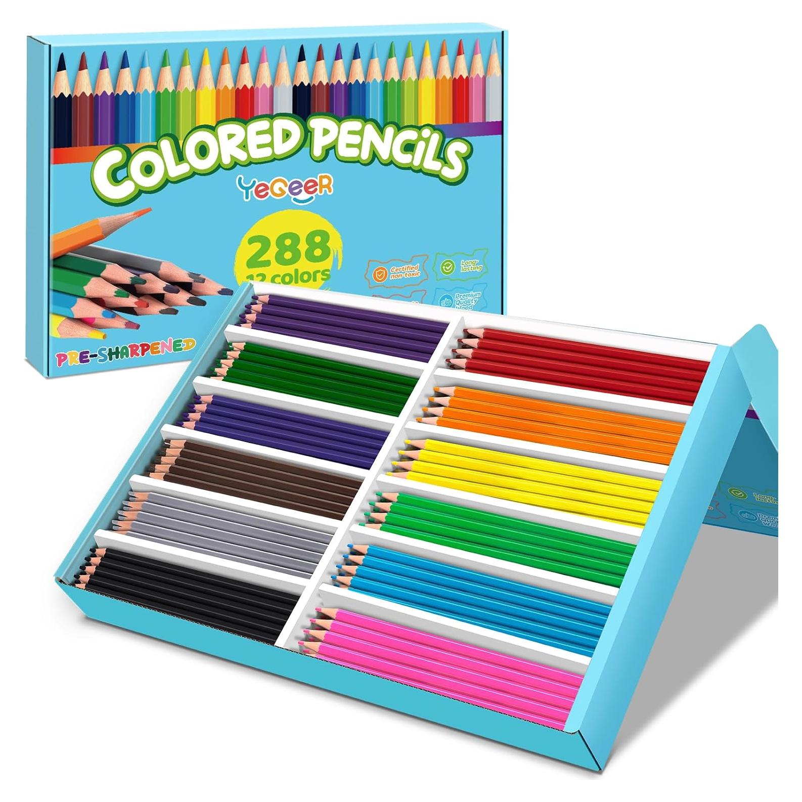 Set de 288 Lápices de Colores YEGEER Multicolor Pre-afilados