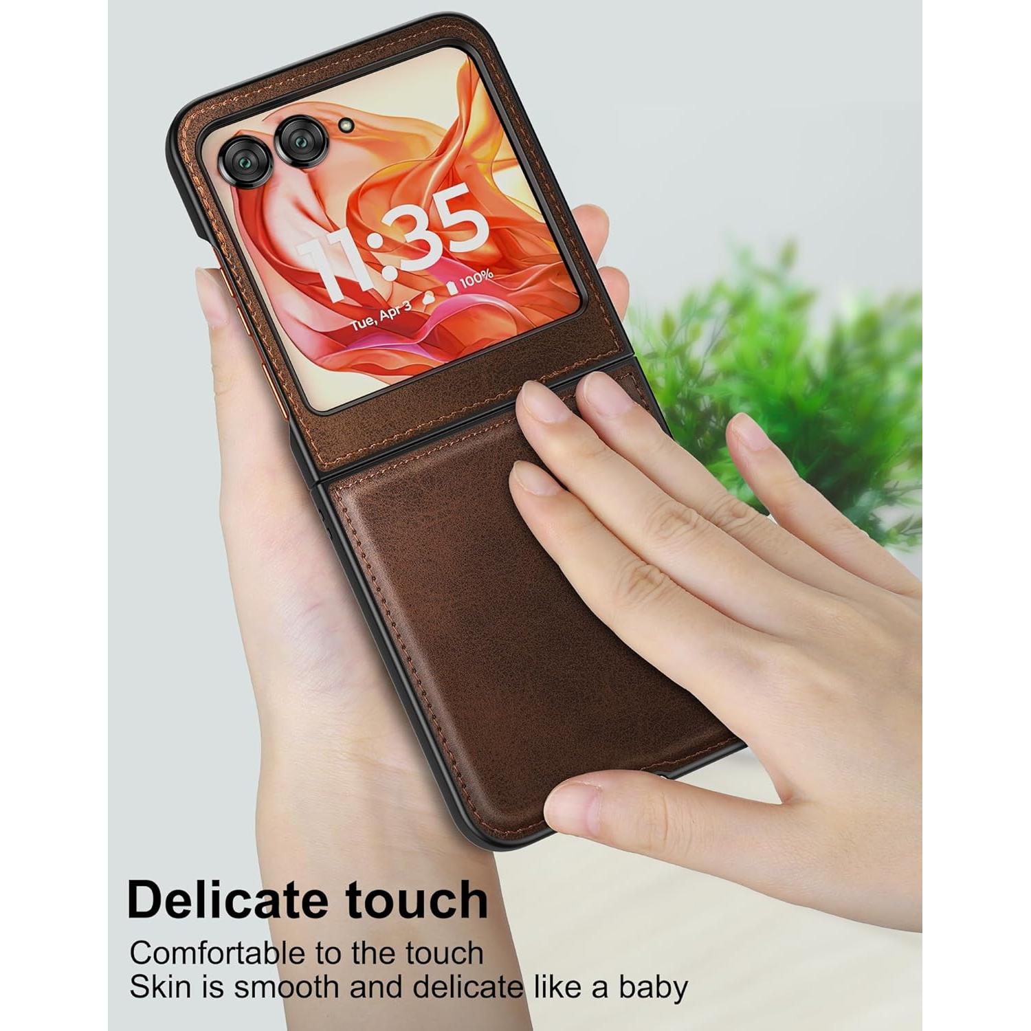 Funda Foluu para Motorola Razr 2024 - Cuero y PC Dura Slim