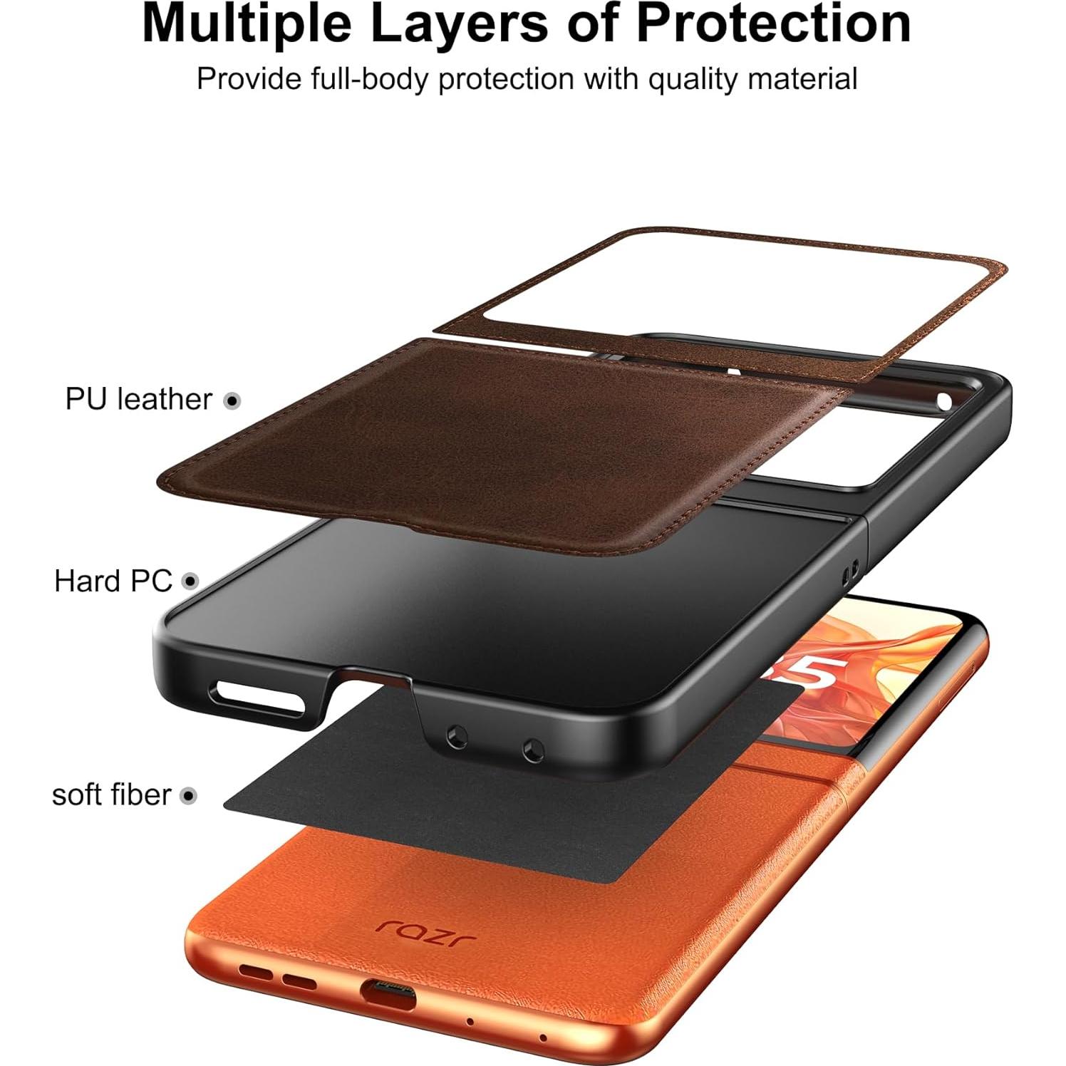 Funda Foluu para Motorola Razr 2024 - Cuero y PC Dura Slim