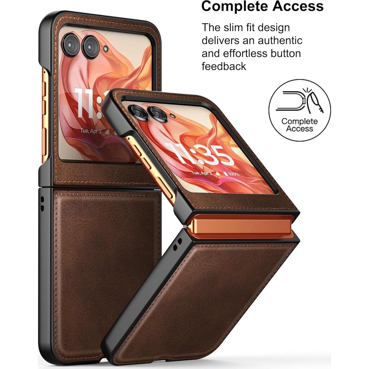 Funda Foluu para Motorola Razr 2024 - Cuero y PC Dura Slim