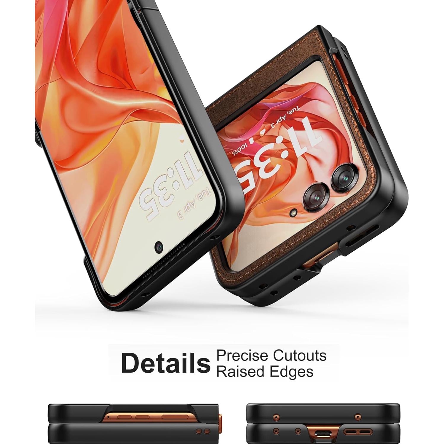 Funda Foluu para Motorola Razr 2024 - Cuero y PC Dura Slim