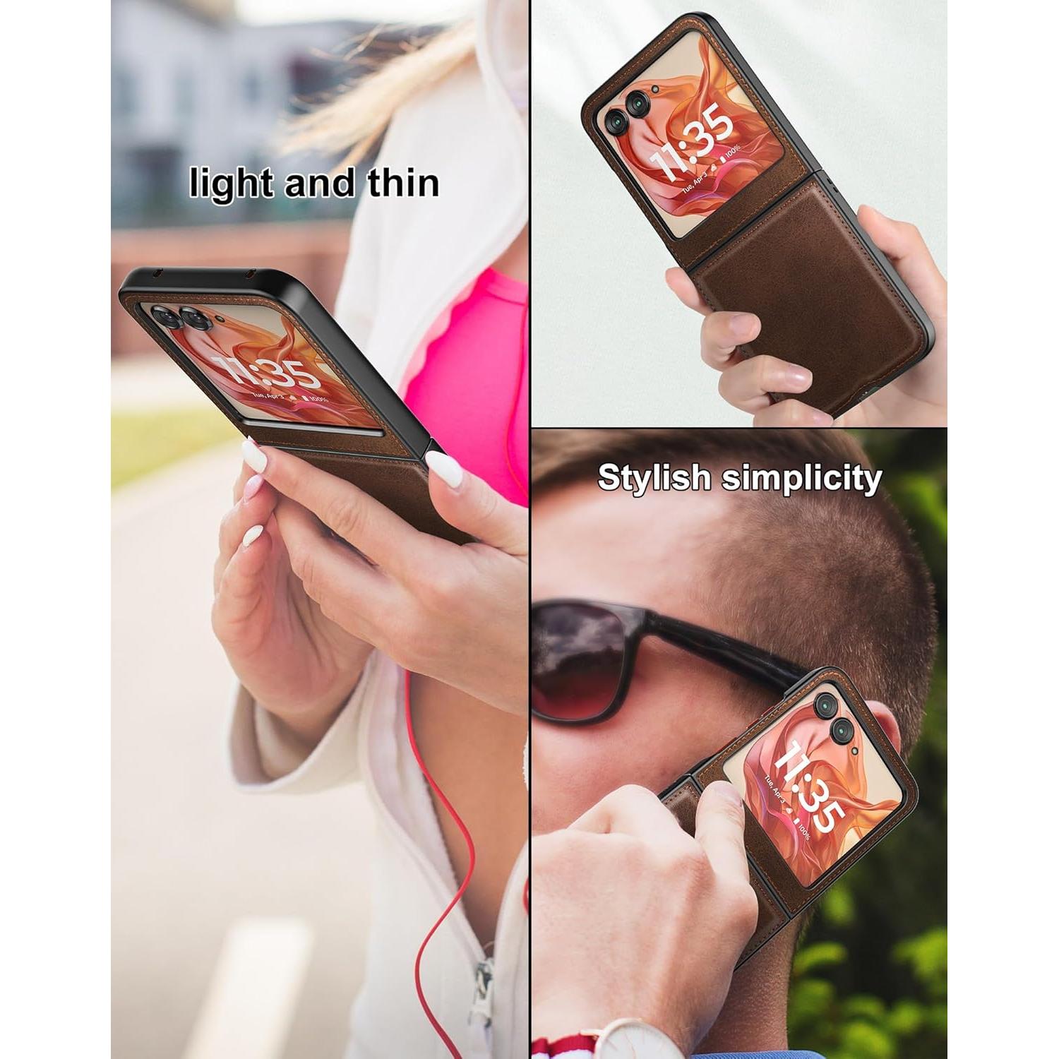 Funda Foluu para Motorola Razr 2024 - Cuero y PC Dura Slim