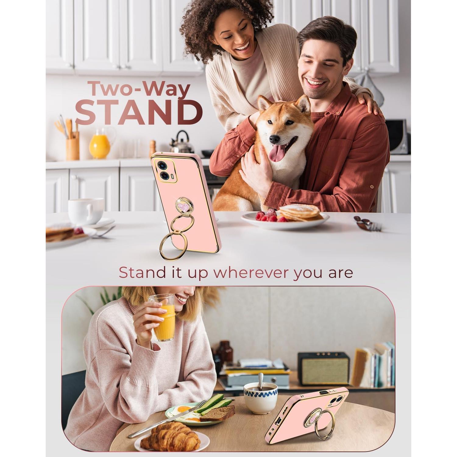 Funda Protectora Rosa para Motorola Moto G 5G 2023 con Soporte