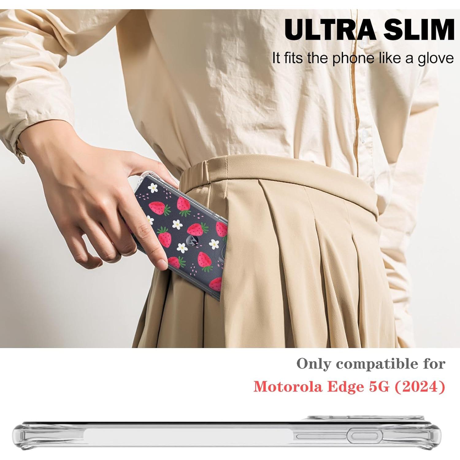 Funda Protectora TPU CameCosy para Motorola Edge 5G 2024 - Diseño Fresa