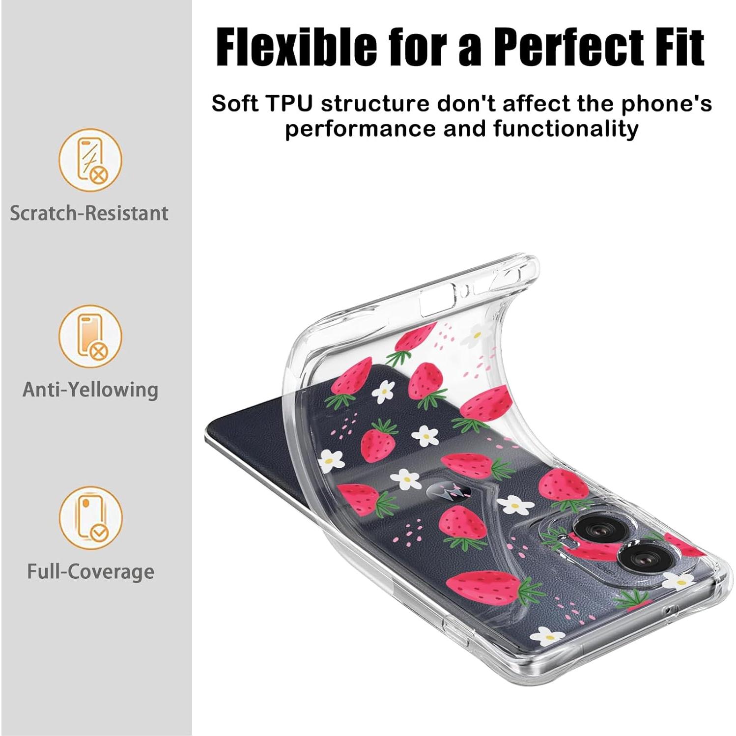 Funda Protectora TPU CameCosy para Motorola Edge 5G 2024 - Diseño Fresa