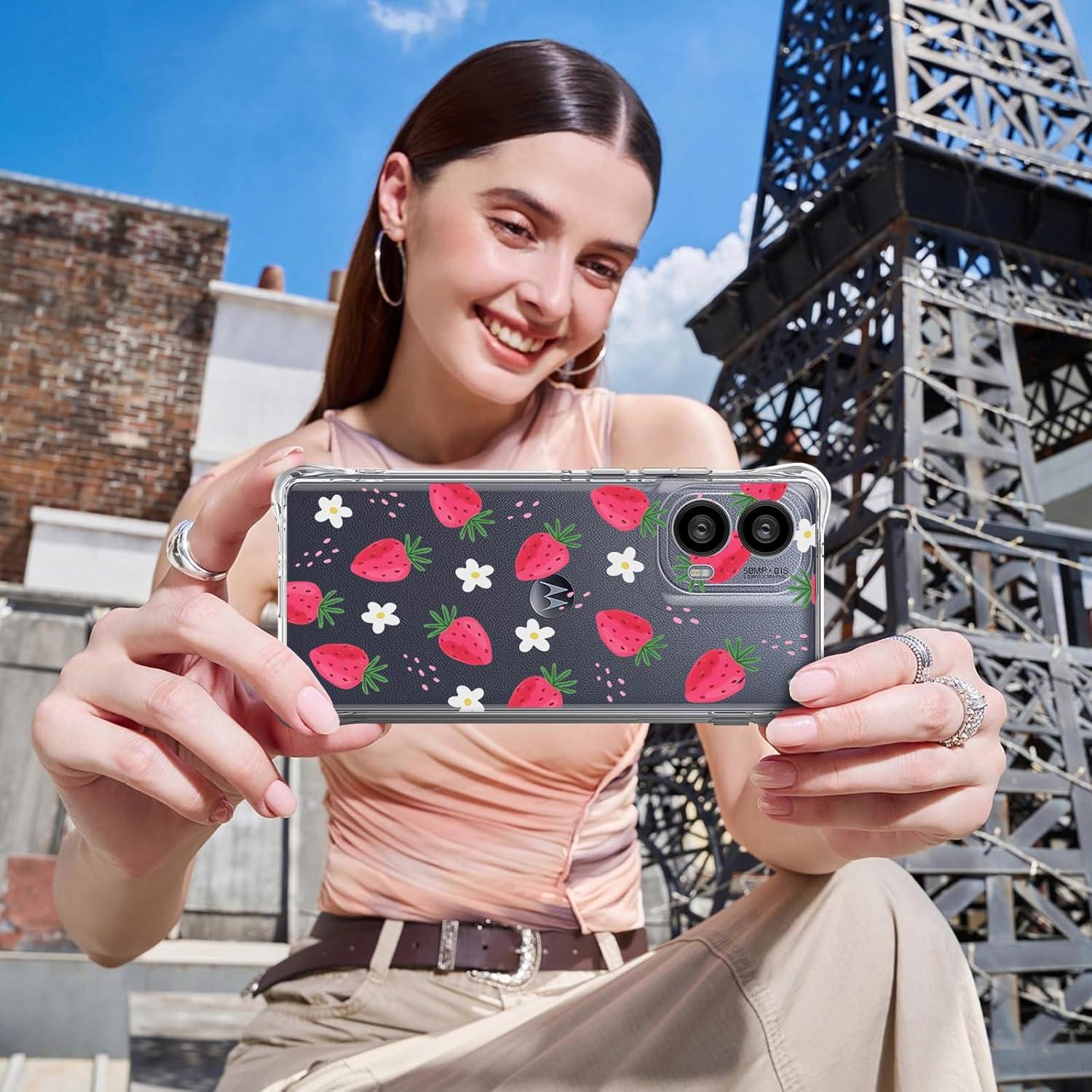 Funda Protectora TPU CameCosy para Motorola Edge 5G 2024 - Diseño Fresa