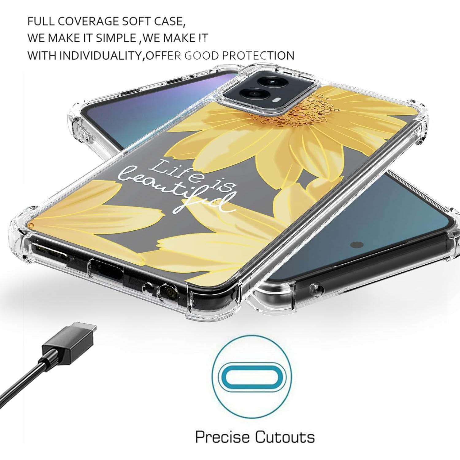 Funda Moto G 5G 2024 Osophter Floral con Protector de Pantalla