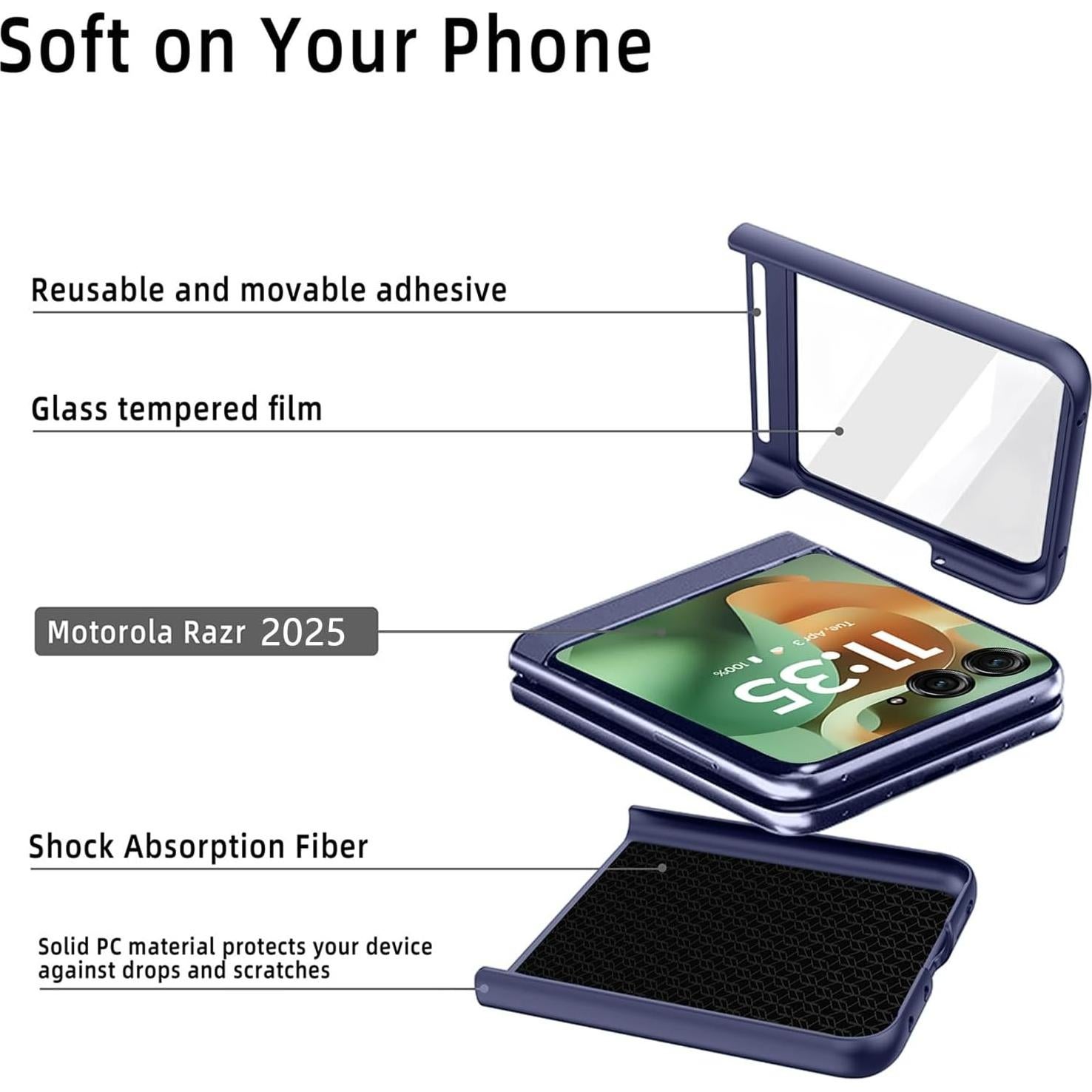 Funda delgada Haeuorey para Motorola Razr 2025/2024 - Azul