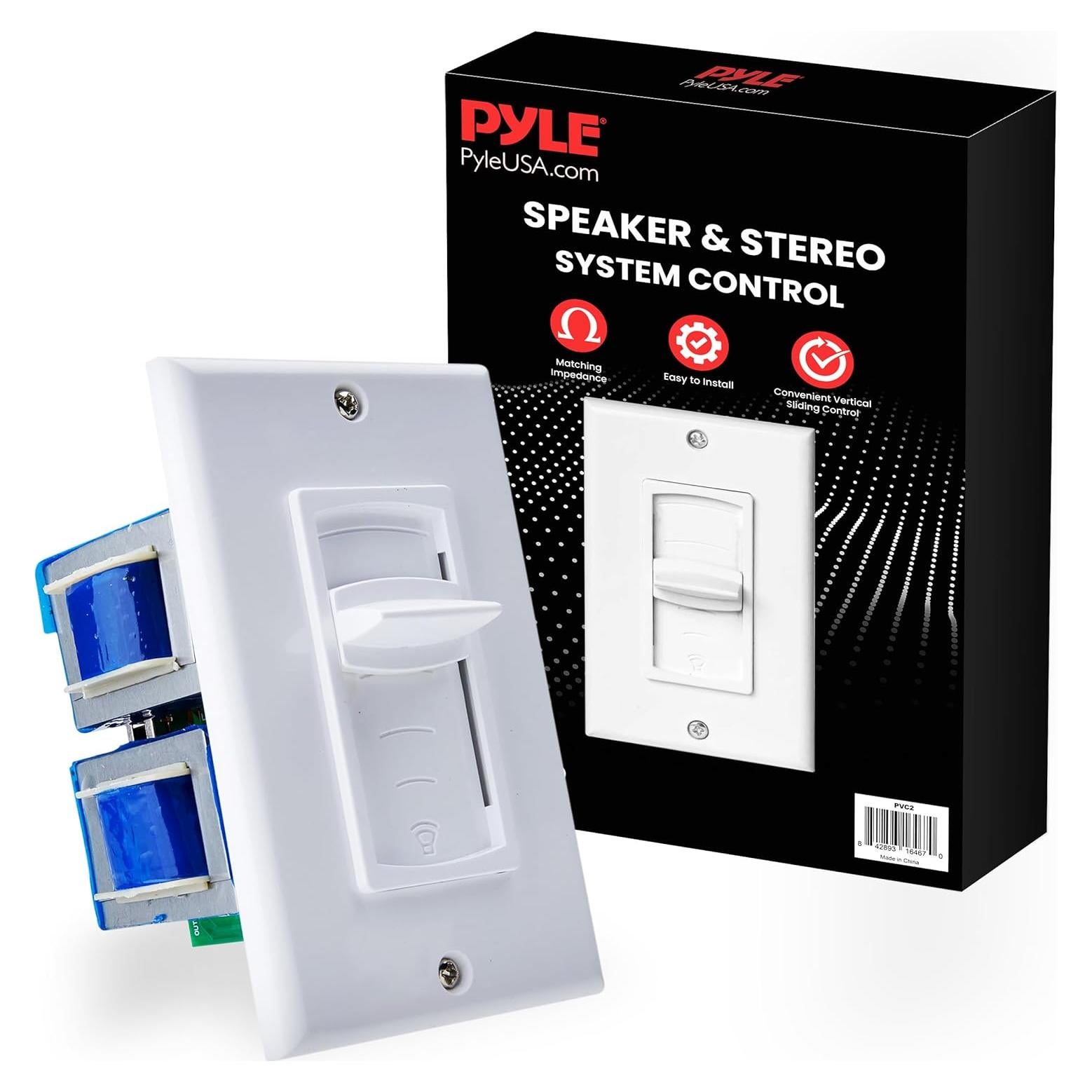 Control de Volumen Pyle PVC2 Montado en Pared 100W Blanco/Azul