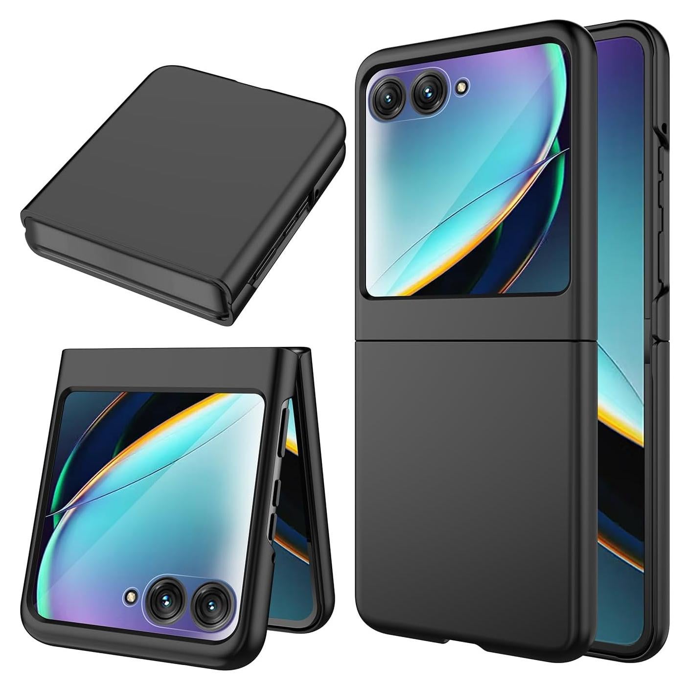 Funda para Motorola Moto Razr 2024 con protector de pantalla negro