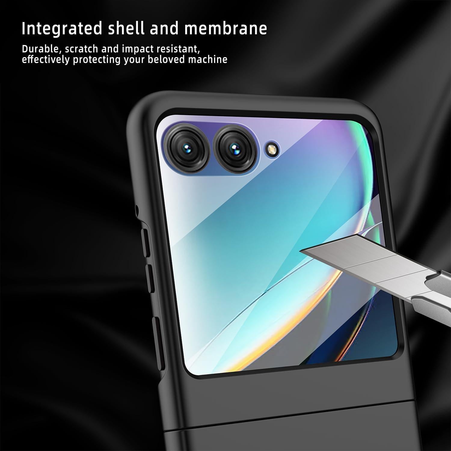 Funda para Motorola Moto Razr 2024 con protector de pantalla negro