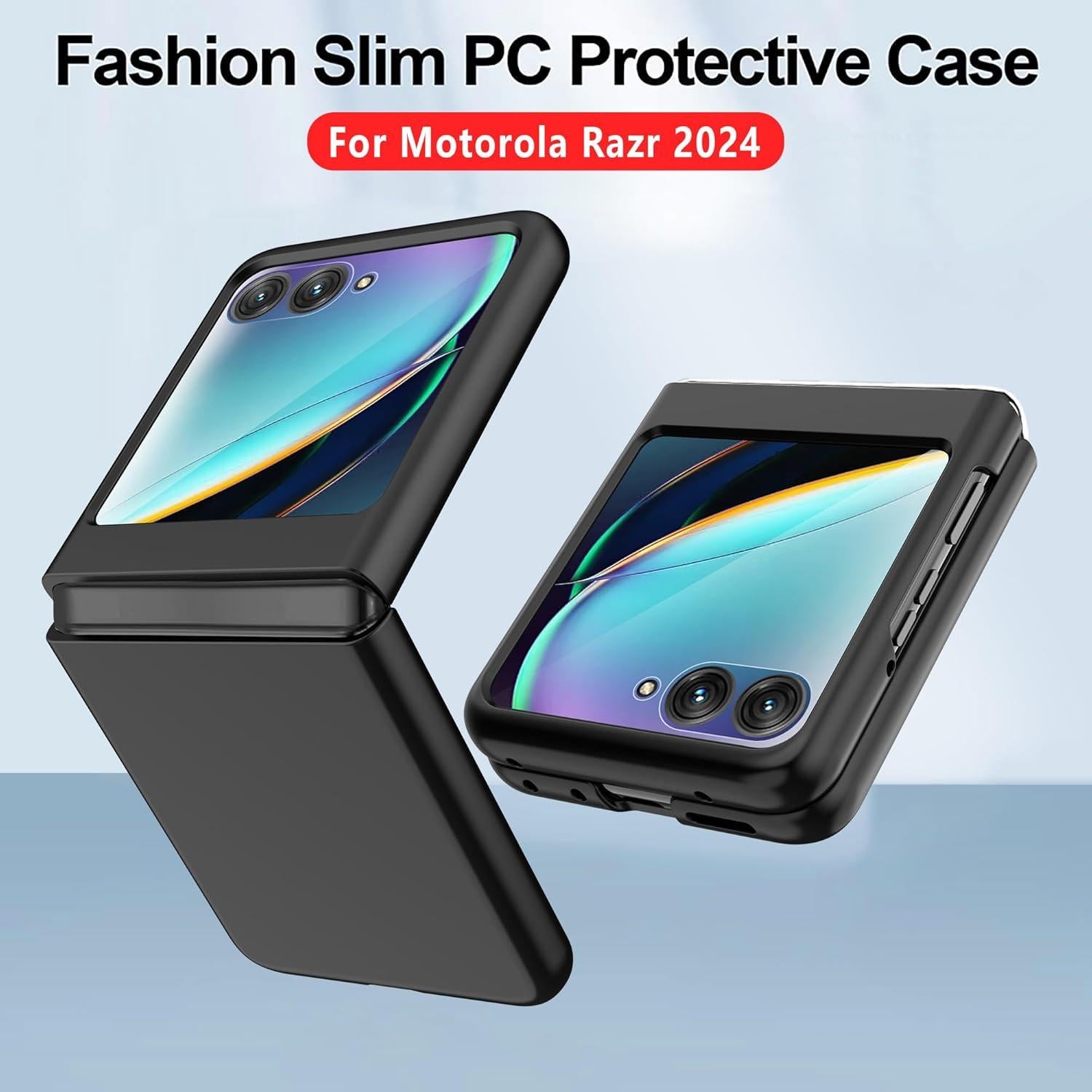 Funda para Motorola Moto Razr 2024 con protector de pantalla negro